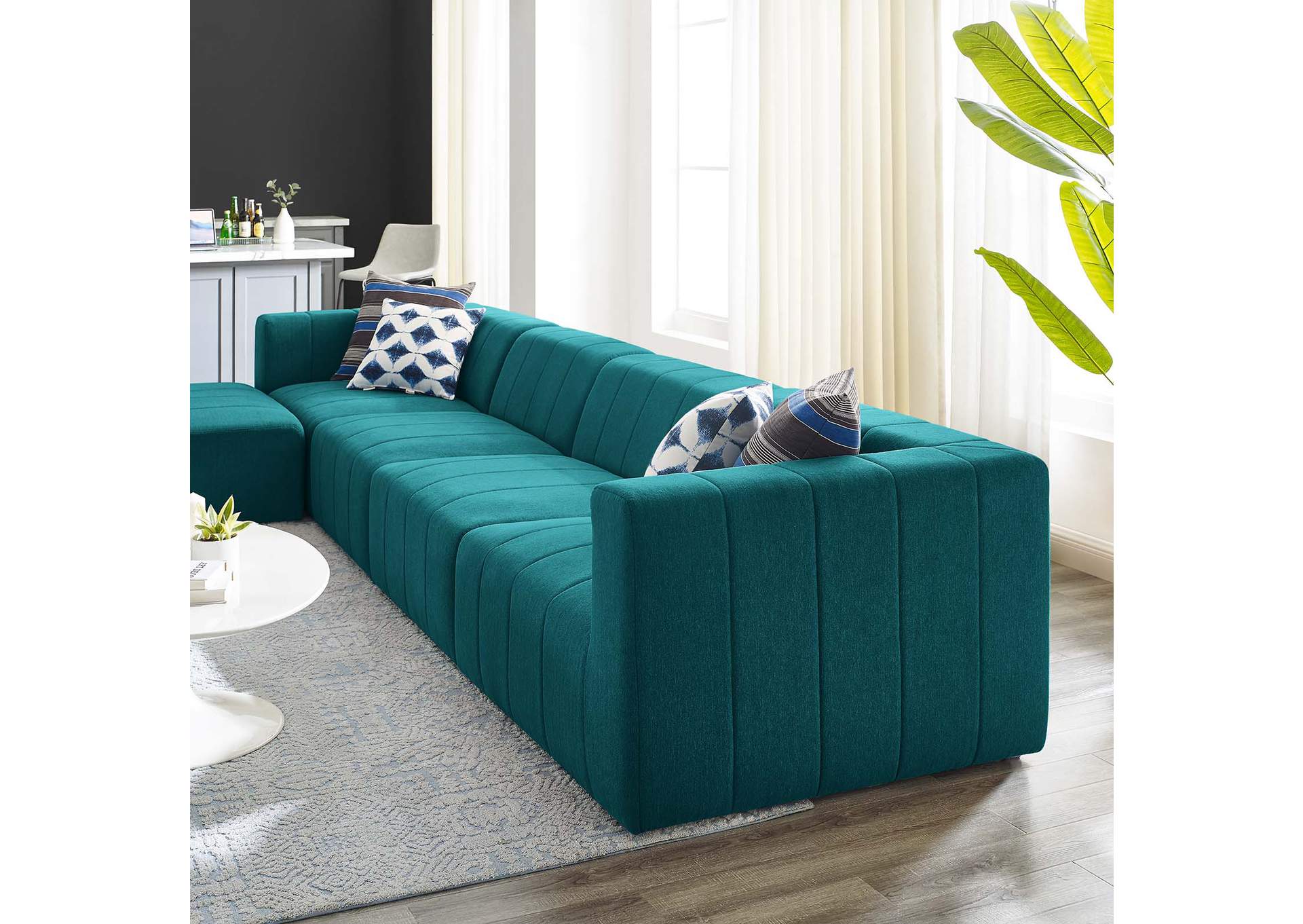 Teal Bartlett Upholstered Fabric 5-Piece Sectional Sofa,Modway