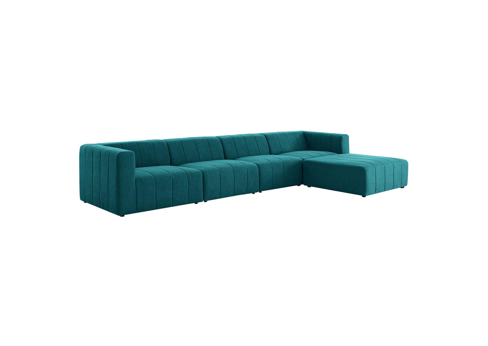 Teal Bartlett Upholstered Fabric 5-Piece Sectional Sofa,Modway