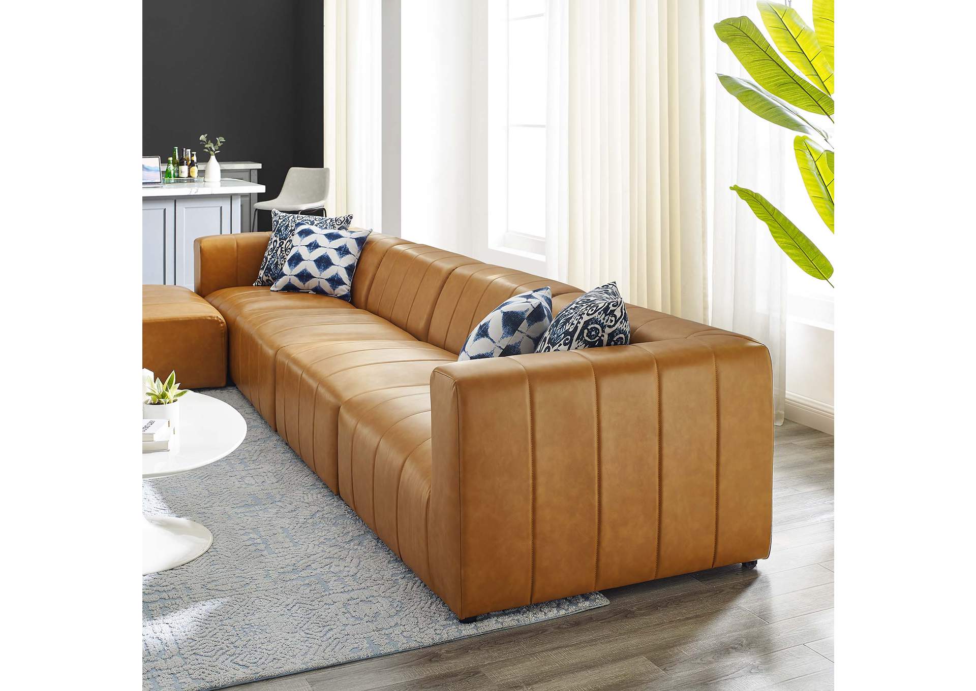Tan Bartlett Vegan Leather 5-Piece Sectional Sofa,Modway