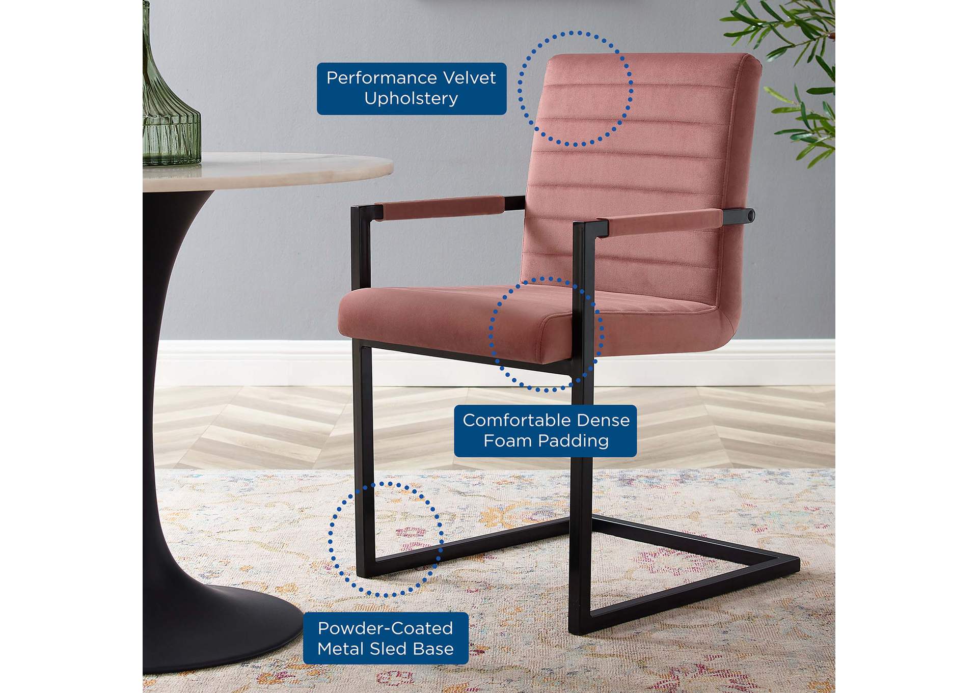 Savoy Performance Velvet Dining Chairs - Set of 2,Modway