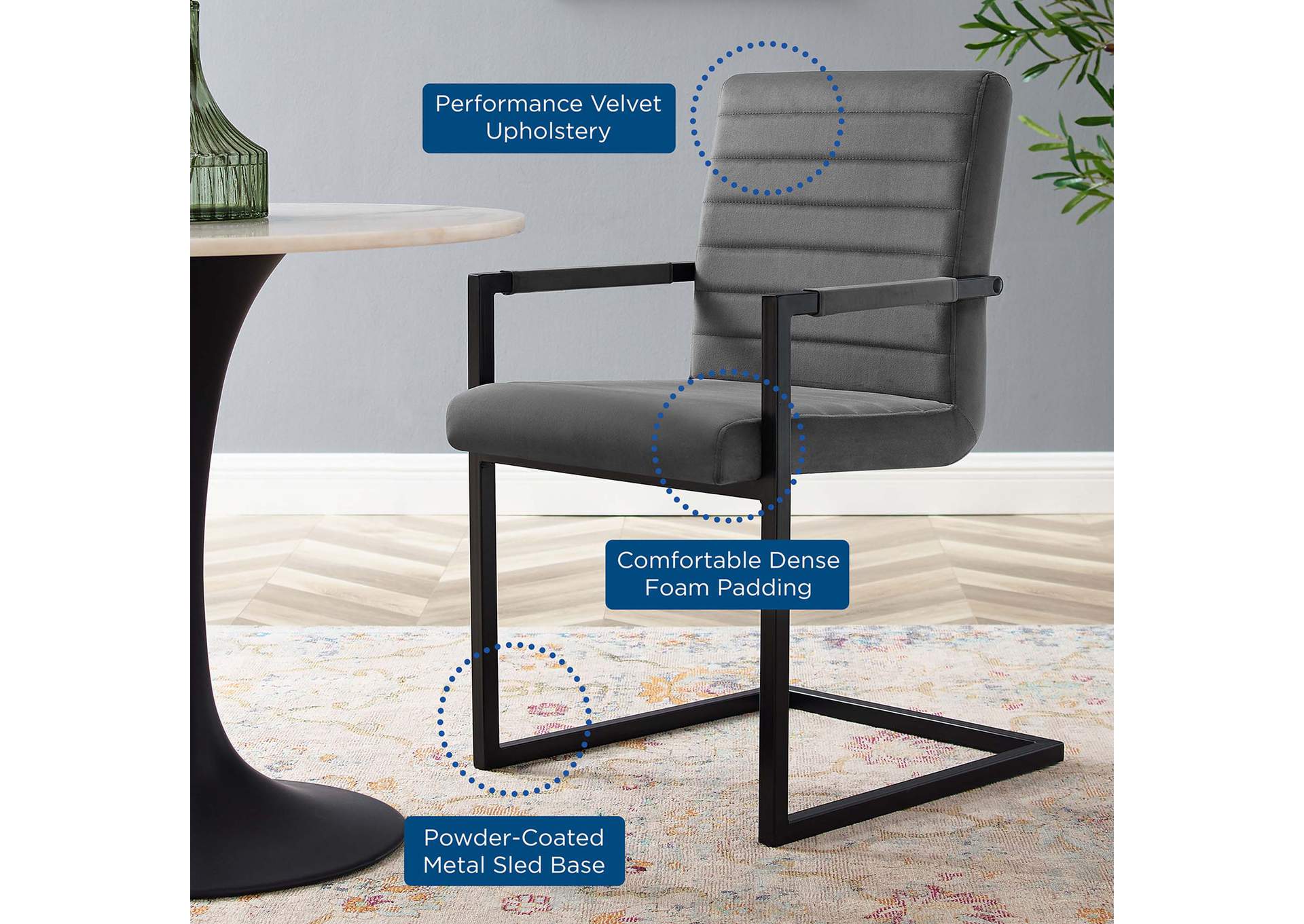 Savoy Performance Velvet Dining Chairs - Set of 2,Modway