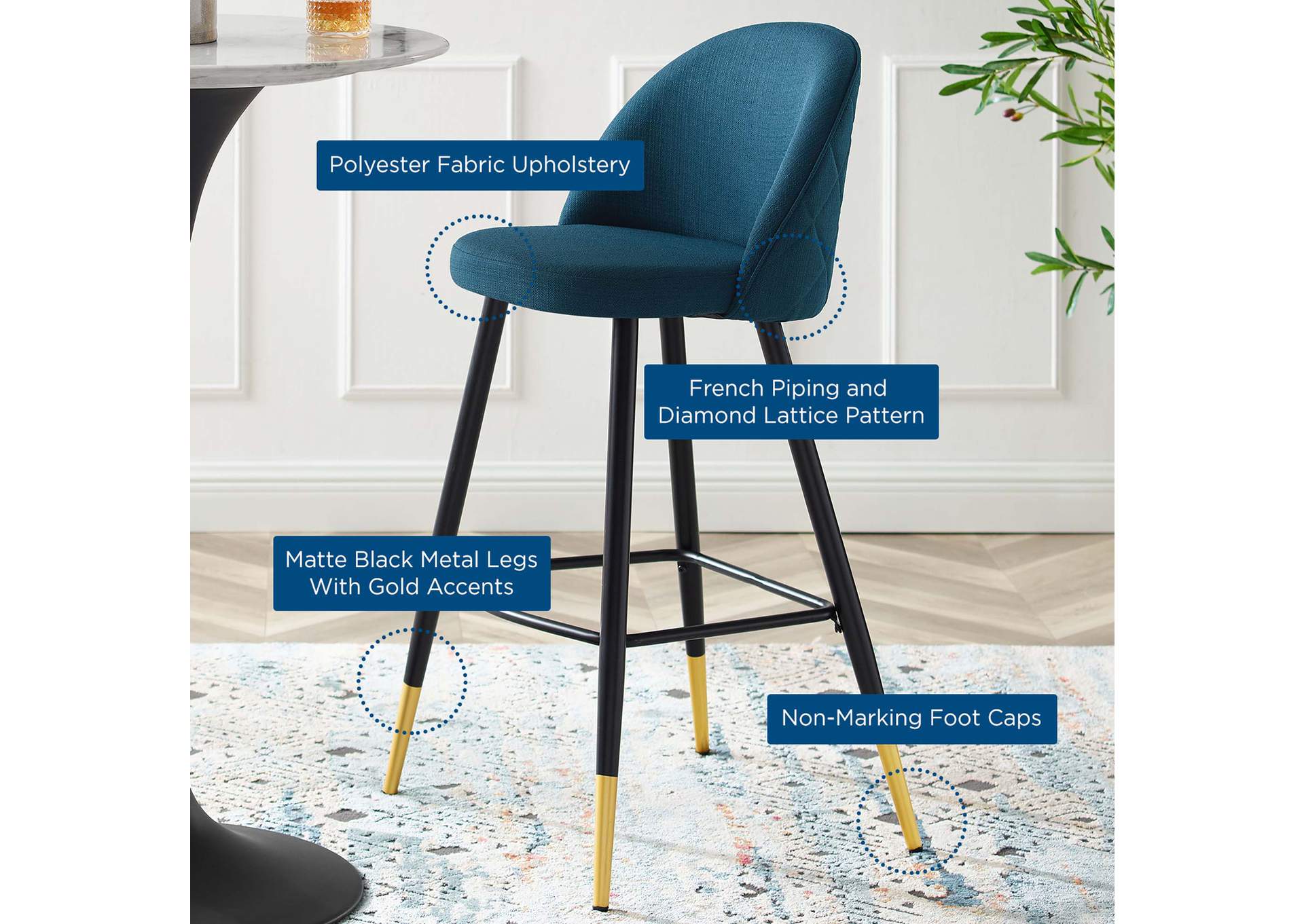 Cordial Fabric Bar Stools - Set of 2,Modway