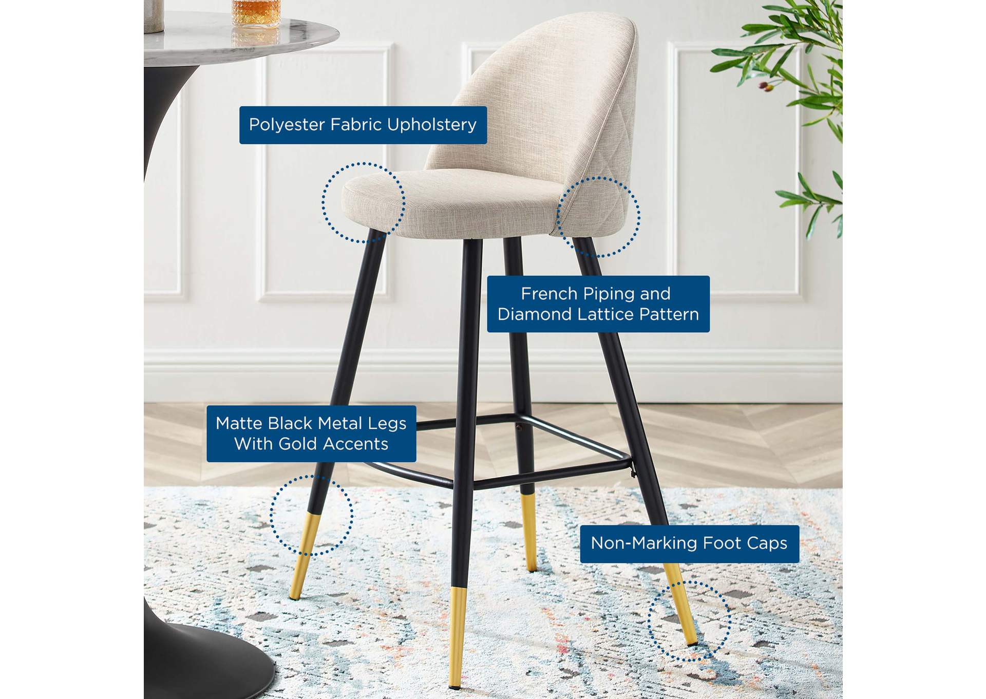 Cordial Fabric Bar Stools - Set of 2,Modway