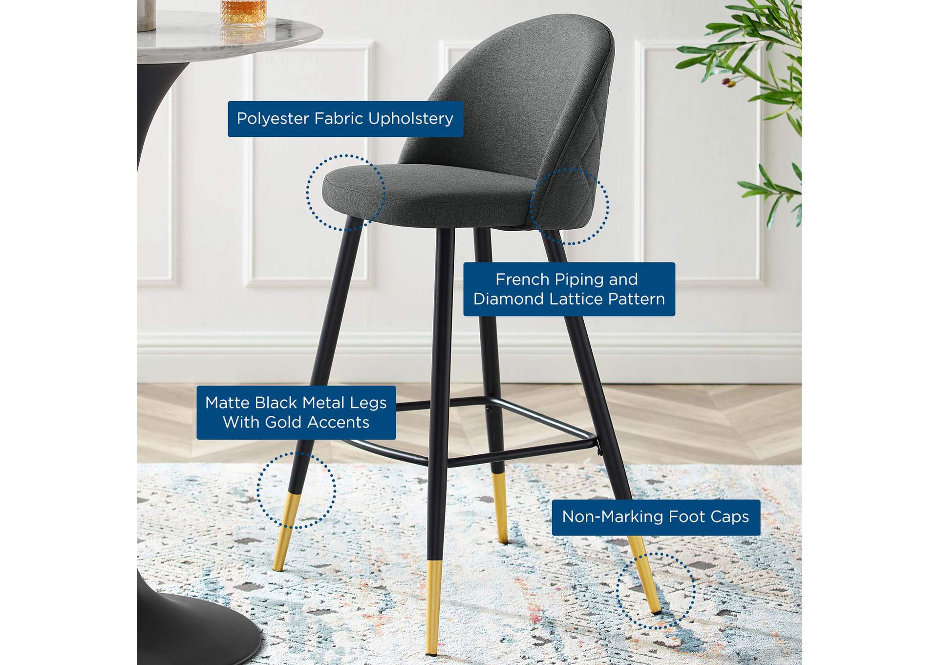 Cordial Fabric Bar Stools - Set of 2,Modway
