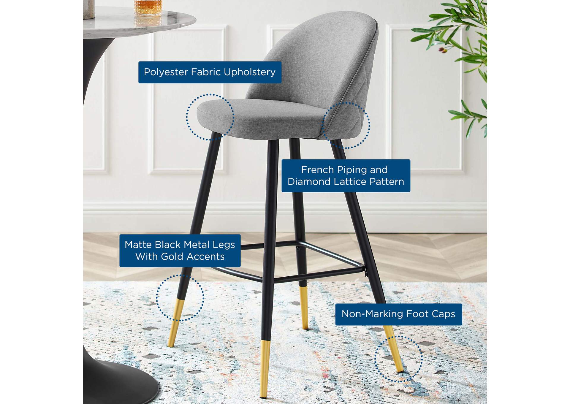 Cordial Fabric Bar Stools - Set of 2,Modway
