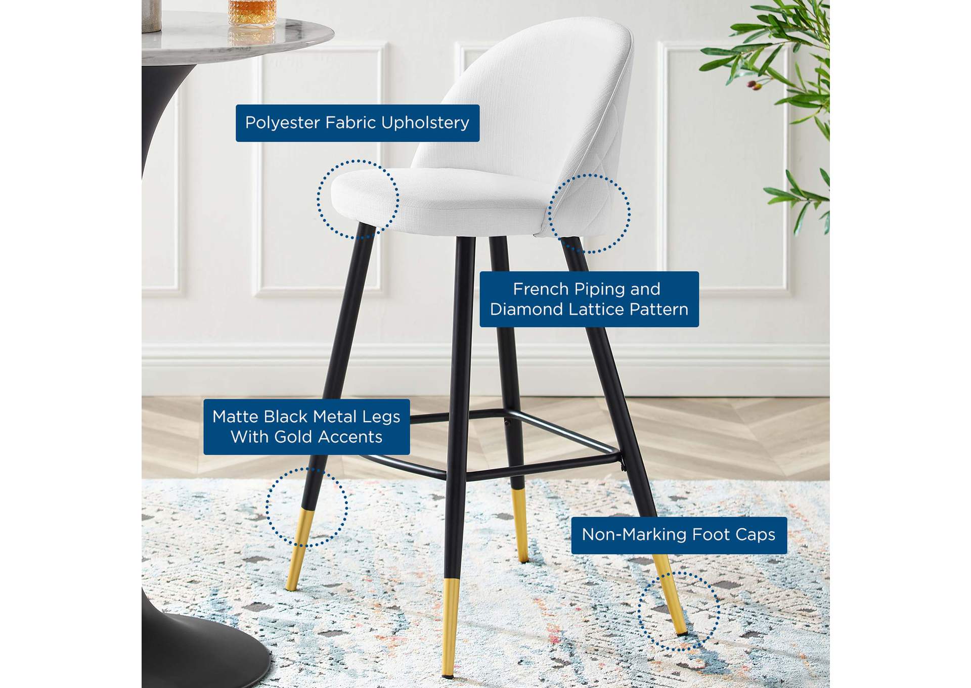 Cordial Fabric Bar Stools - Set of 2,Modway