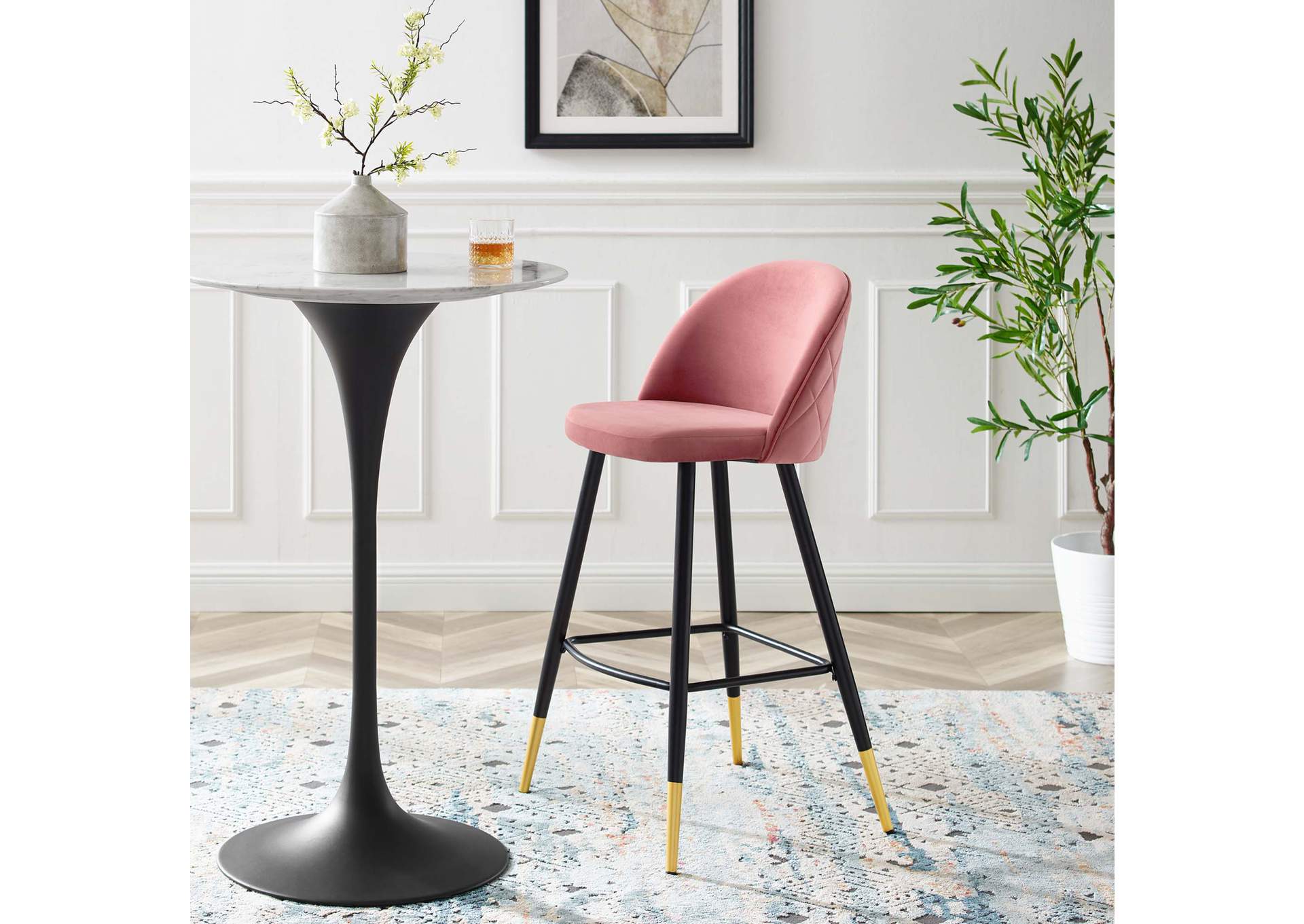 Cordial Performance Velvet Bar Stools - Set of 2,Modway