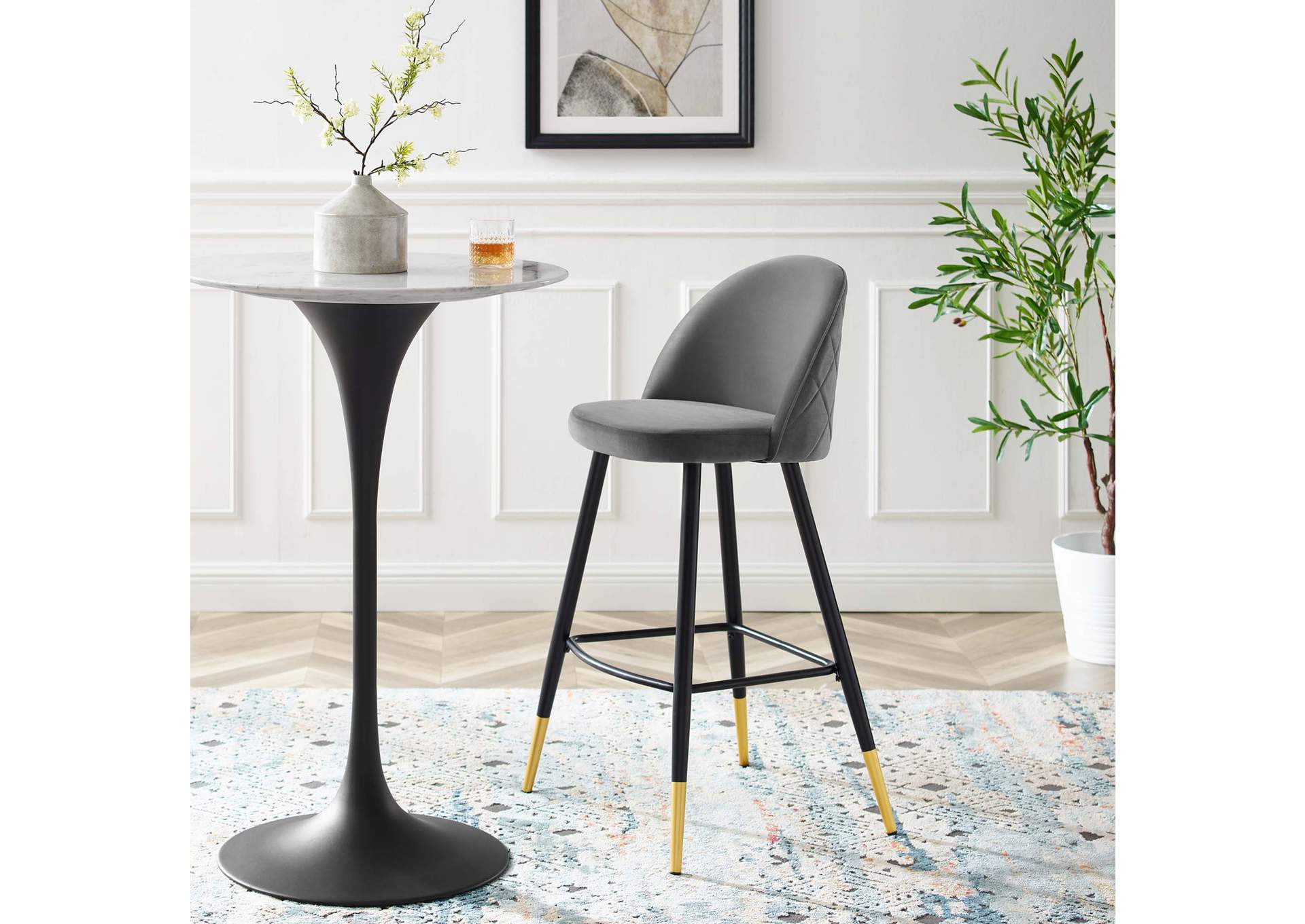 Cordial Performance Velvet Bar Stools - Set of 2,Modway