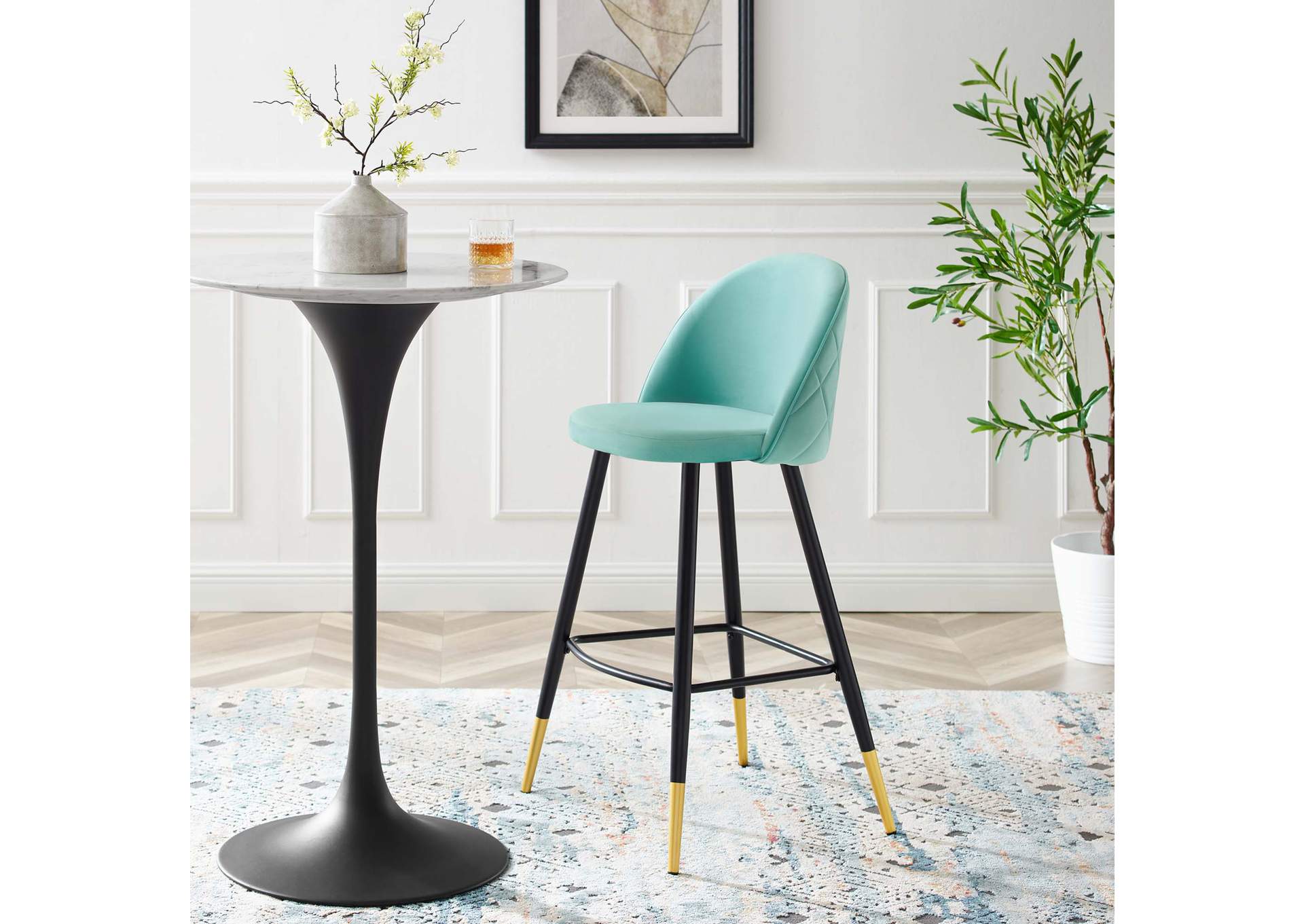 Cordial Performance Velvet Bar Stools - Set of 2,Modway