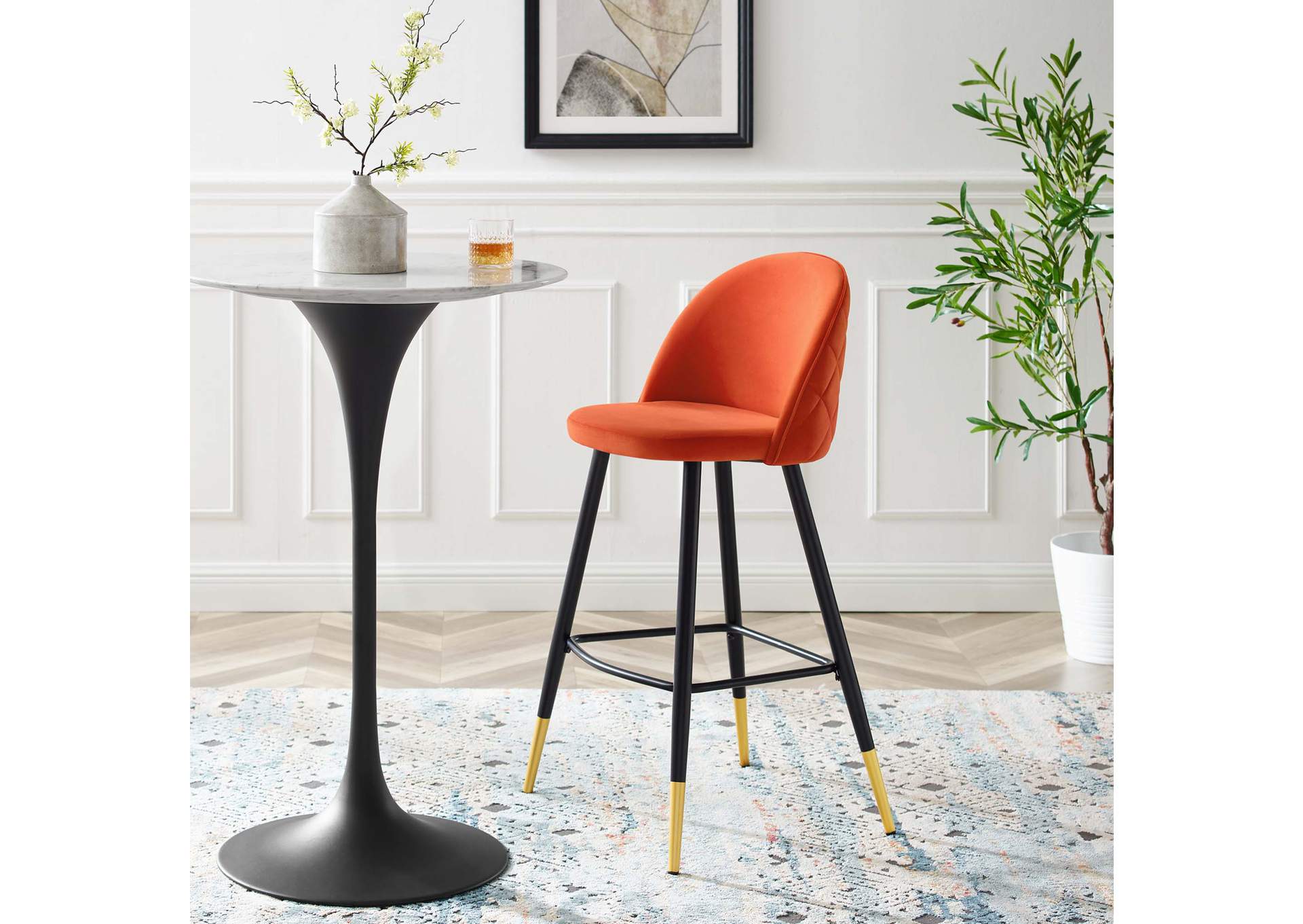 Cordial Performance Velvet Bar Stools - Set of 2,Modway