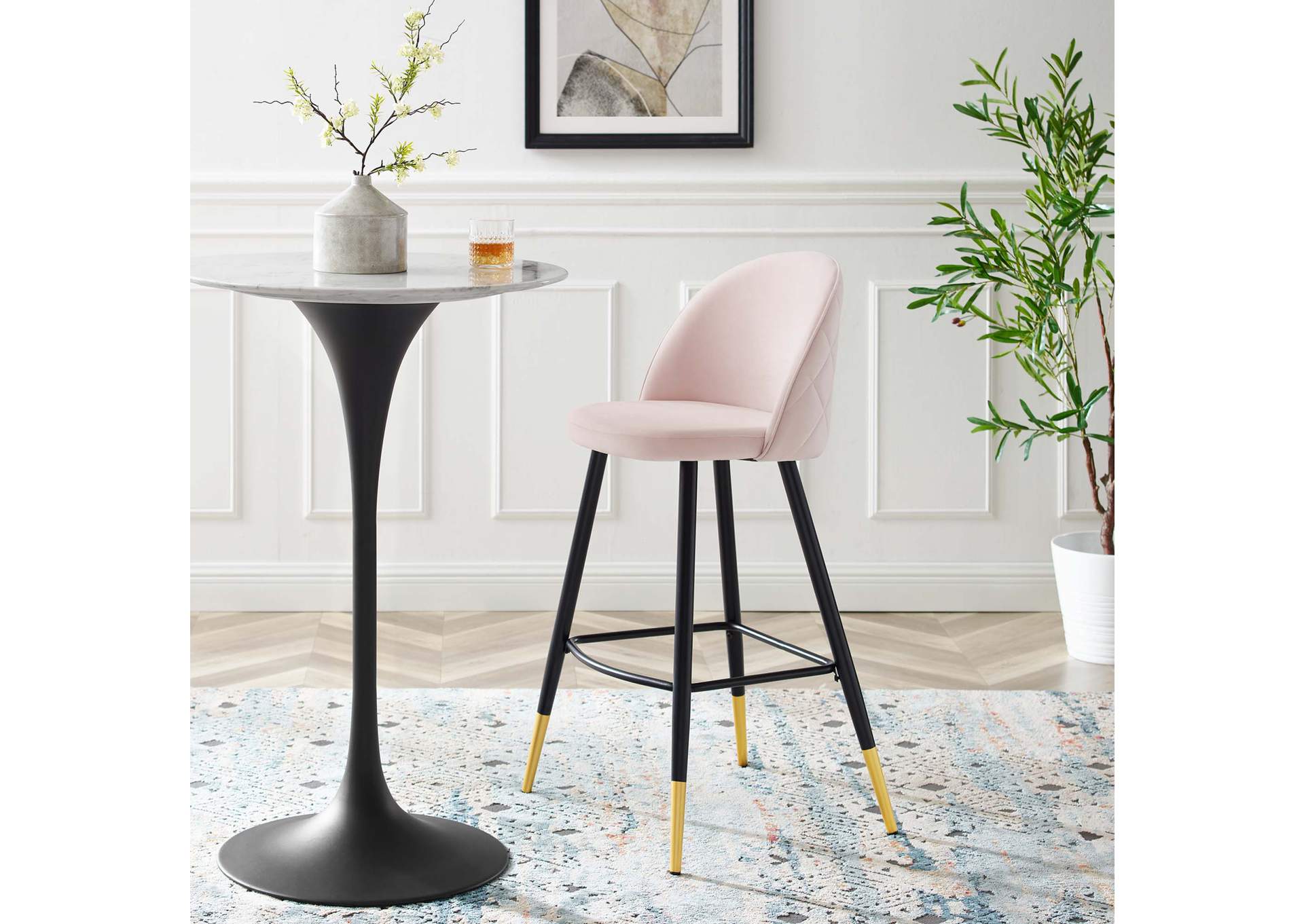 Cordial Performance Velvet Bar Stools - Set of 2,Modway