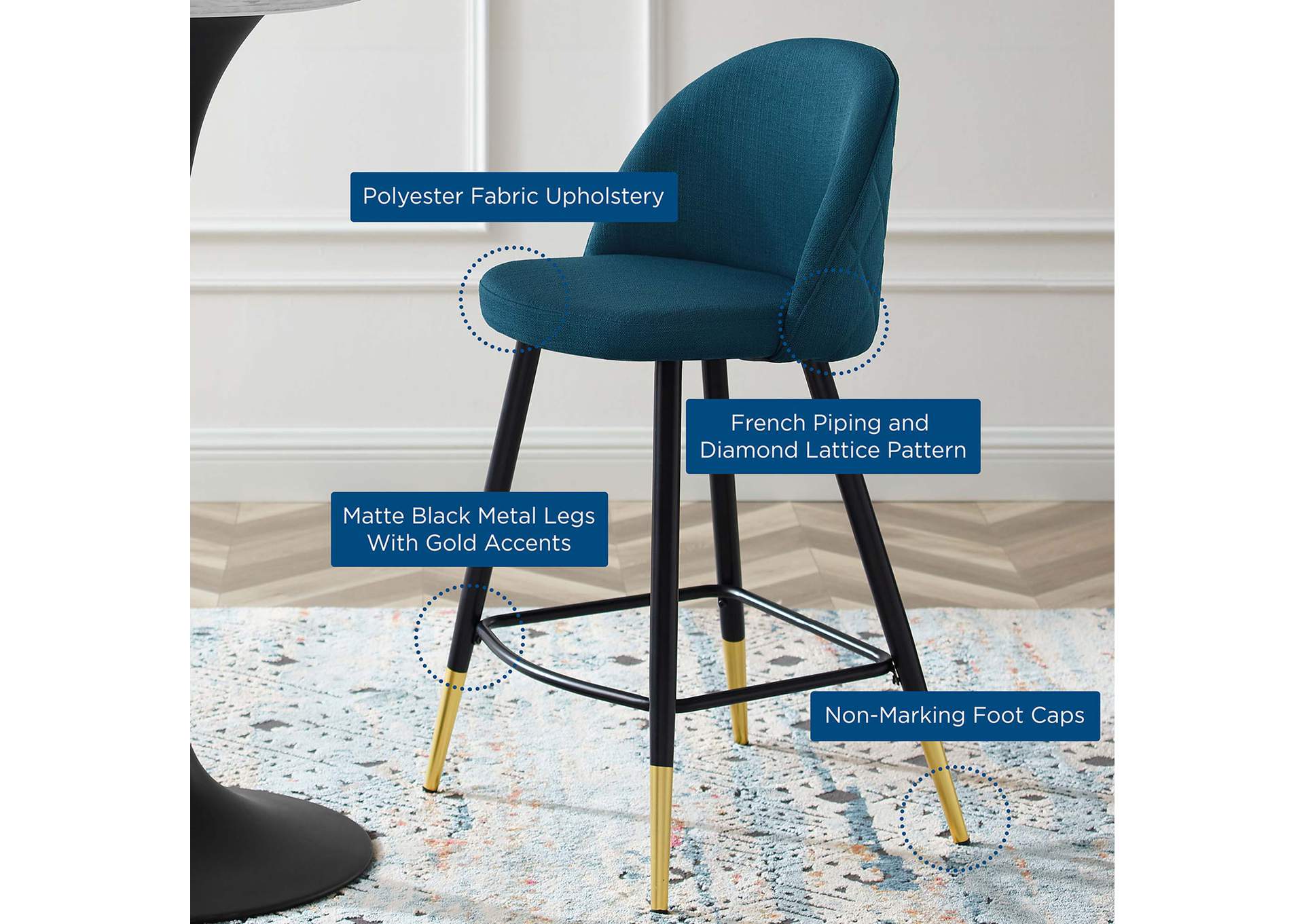 Cordial Fabric Counter Stools - Set of 2,Modway