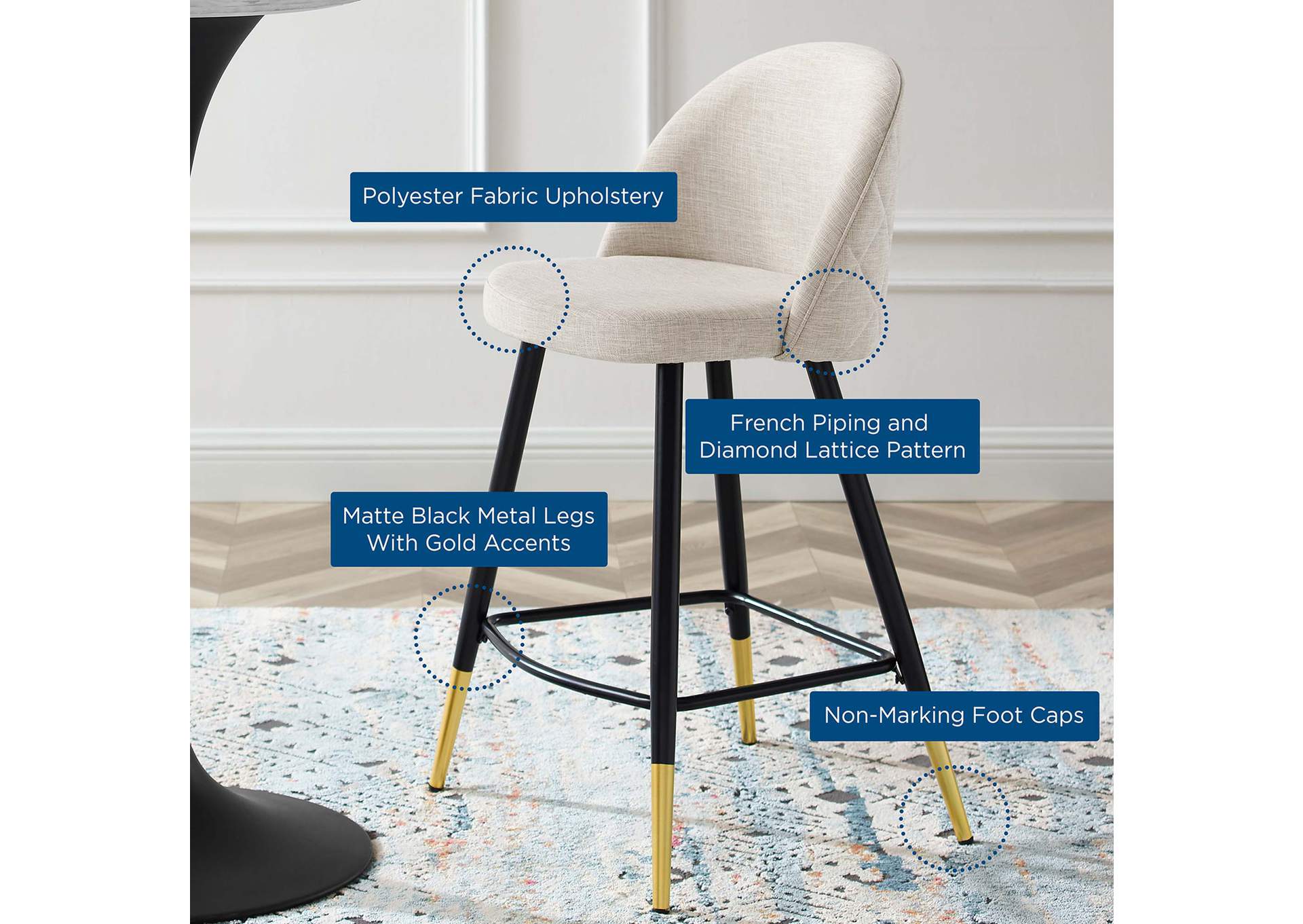 Cordial Fabric Counter Stools - Set of 2,Modway