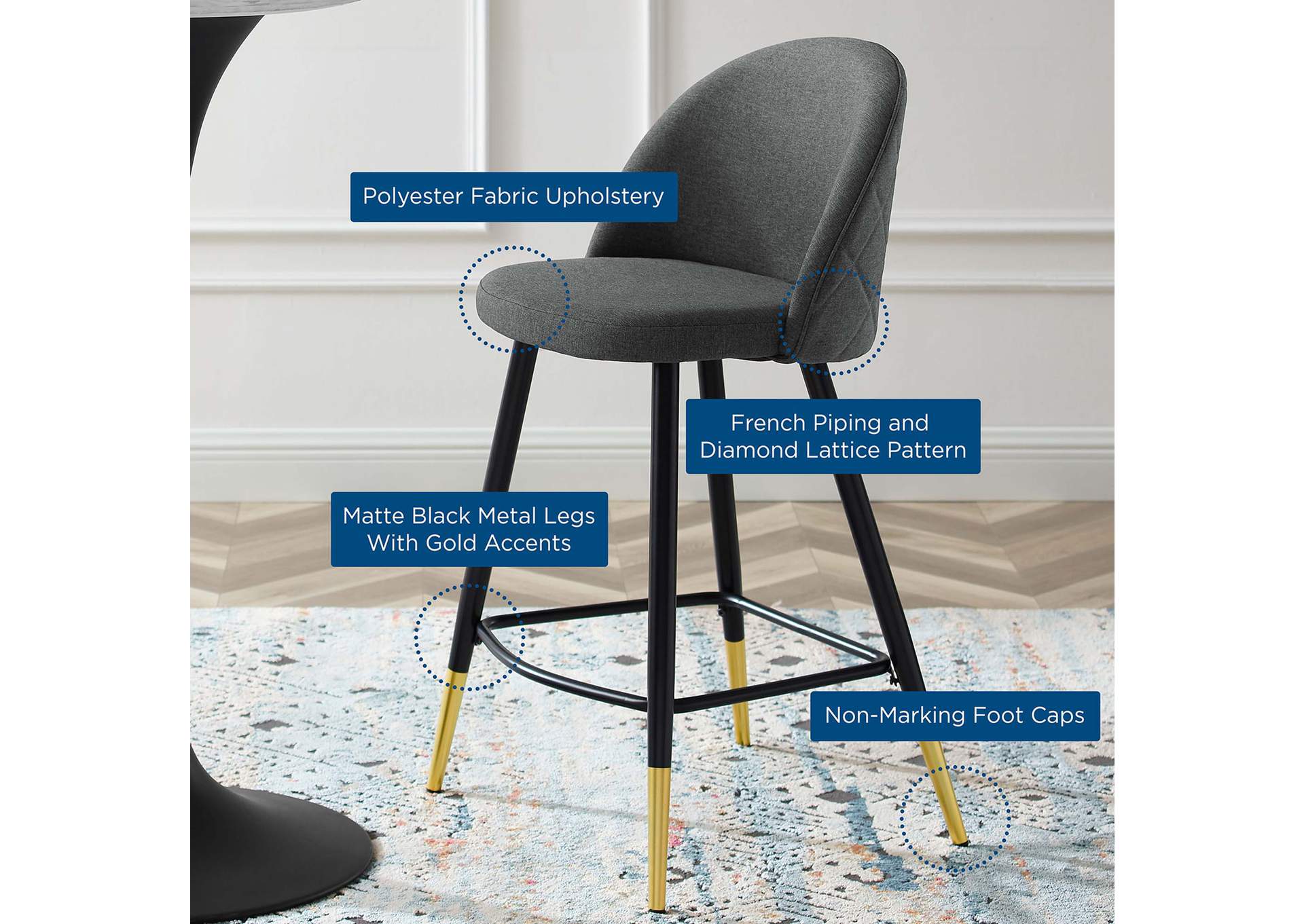Cordial Fabric Counter Stools - Set of 2,Modway