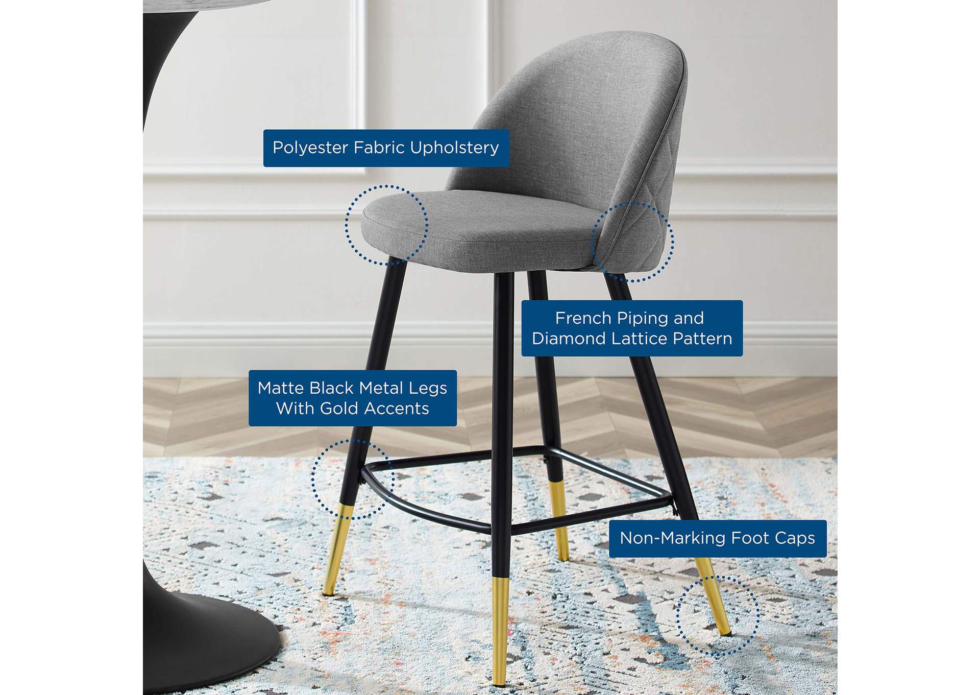 Cordial Fabric Counter Stools - Set of 2,Modway