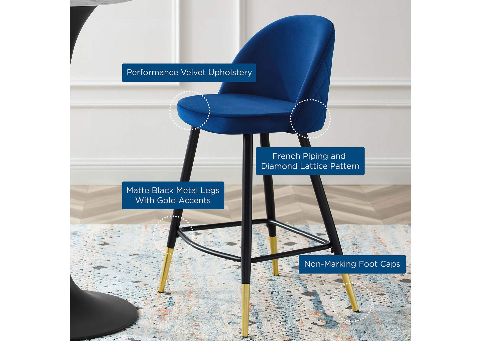 Cordial Performance Velvet Counter Stools - Set of 2,Modway