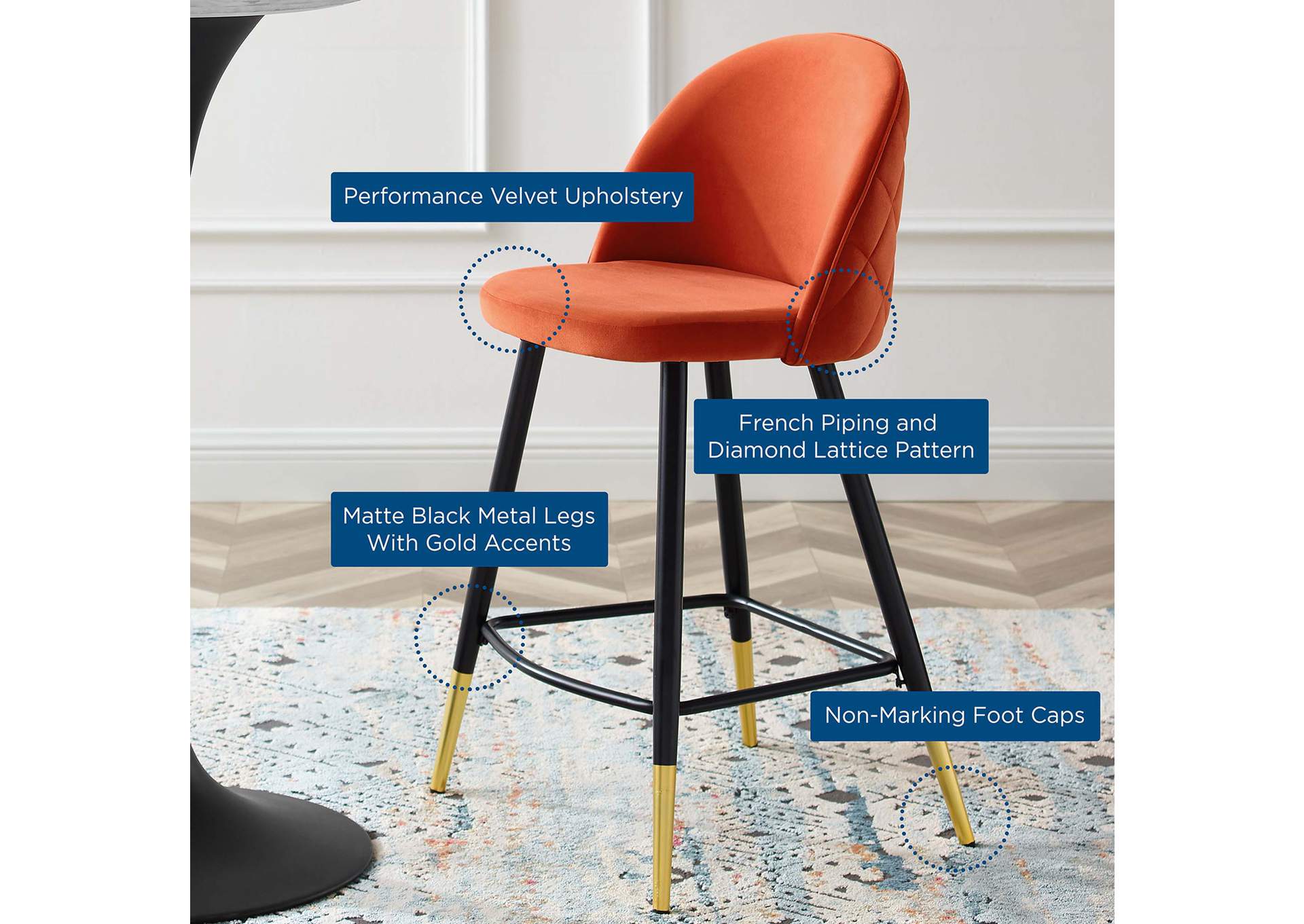 Cordial Performance Velvet Counter Stools - Set of 2,Modway