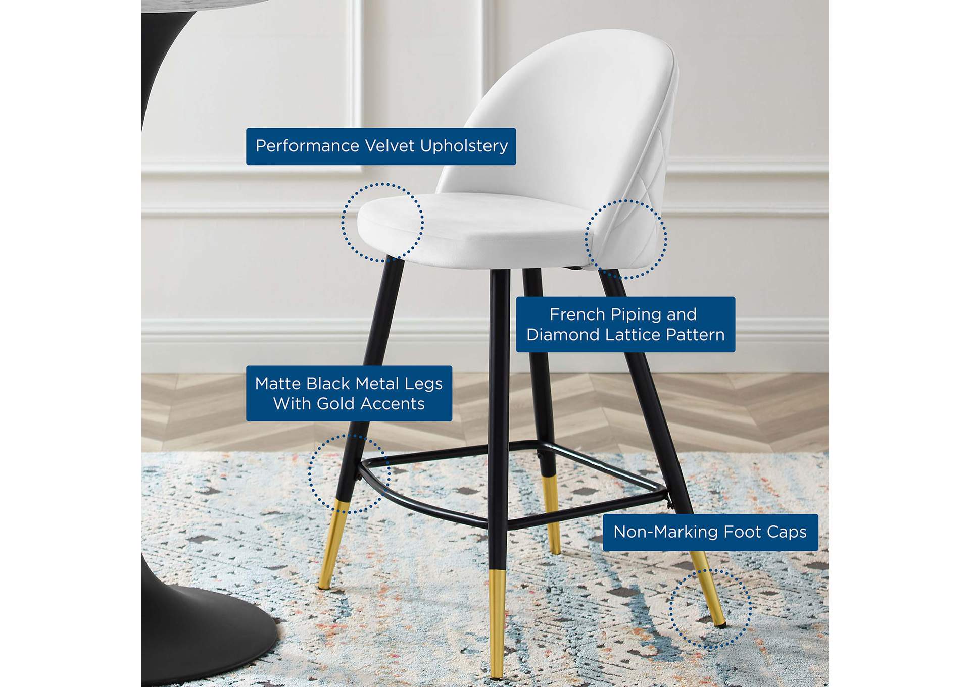 Cordial Performance Velvet Counter Stools - Set of 2,Modway