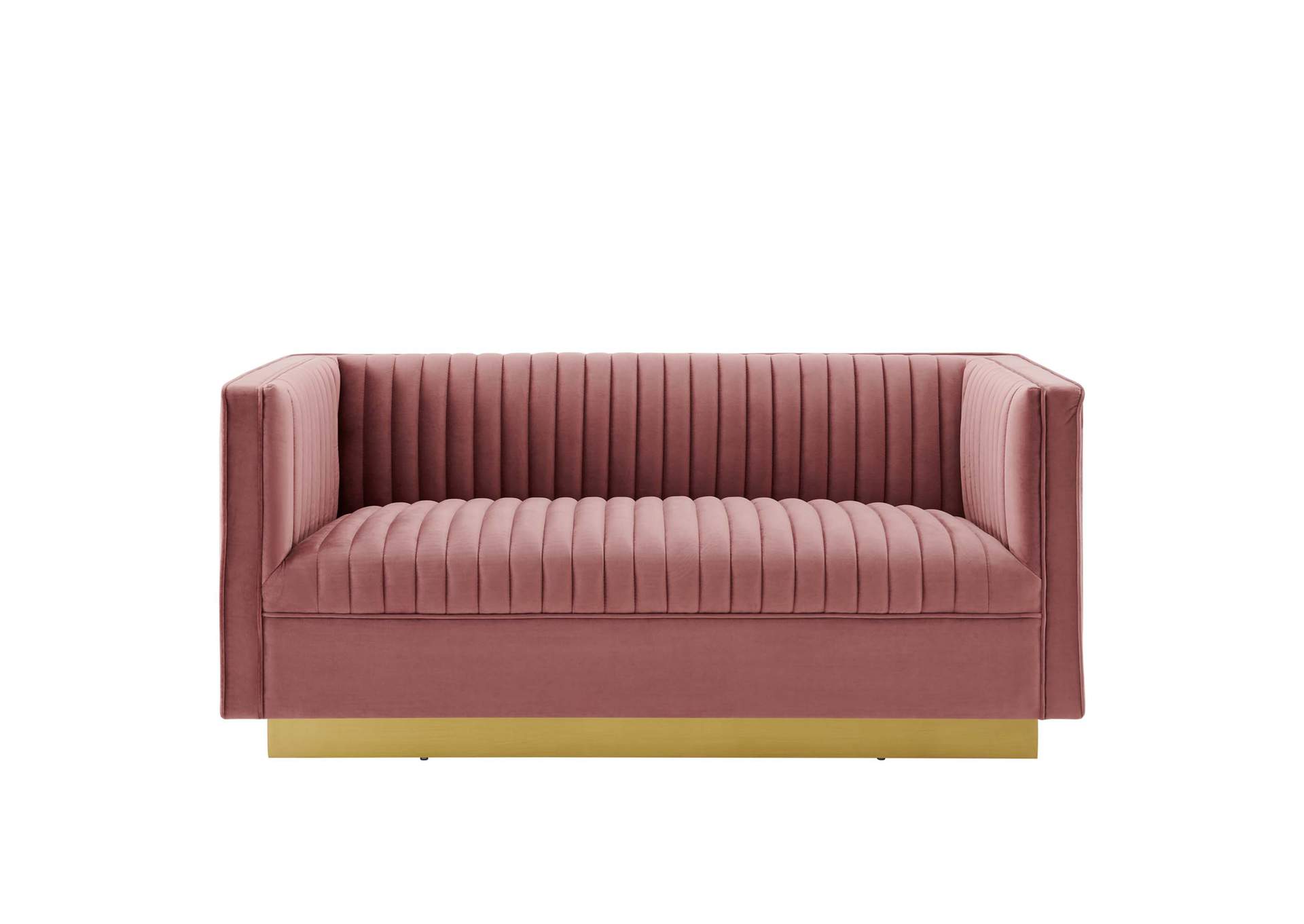 Dusty Rose Sanguine Vertical Channel Tufted Performance Velvet Loveseat,Modway