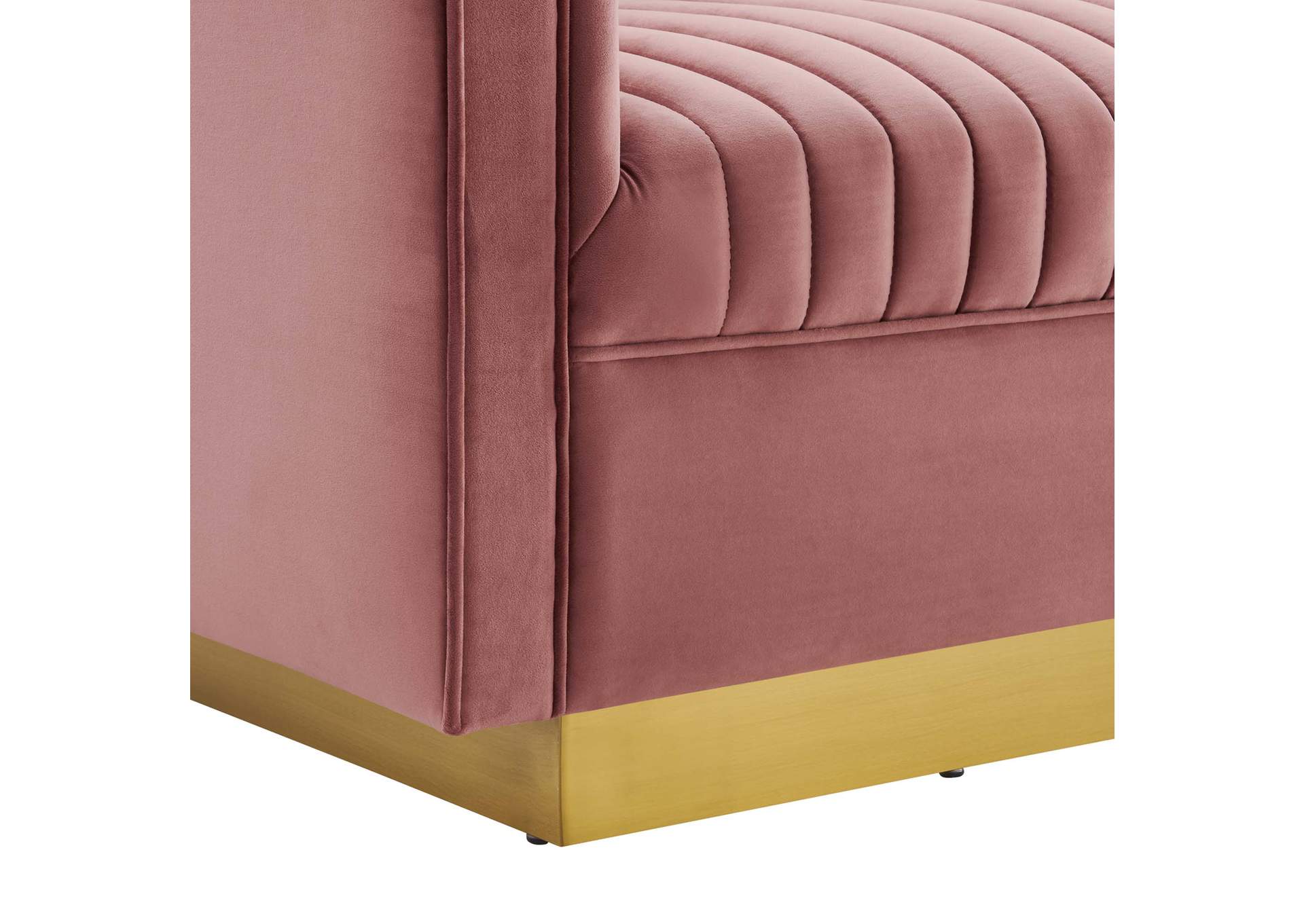 Dusty Rose Sanguine Vertical Channel Tufted Performance Velvet Loveseat,Modway