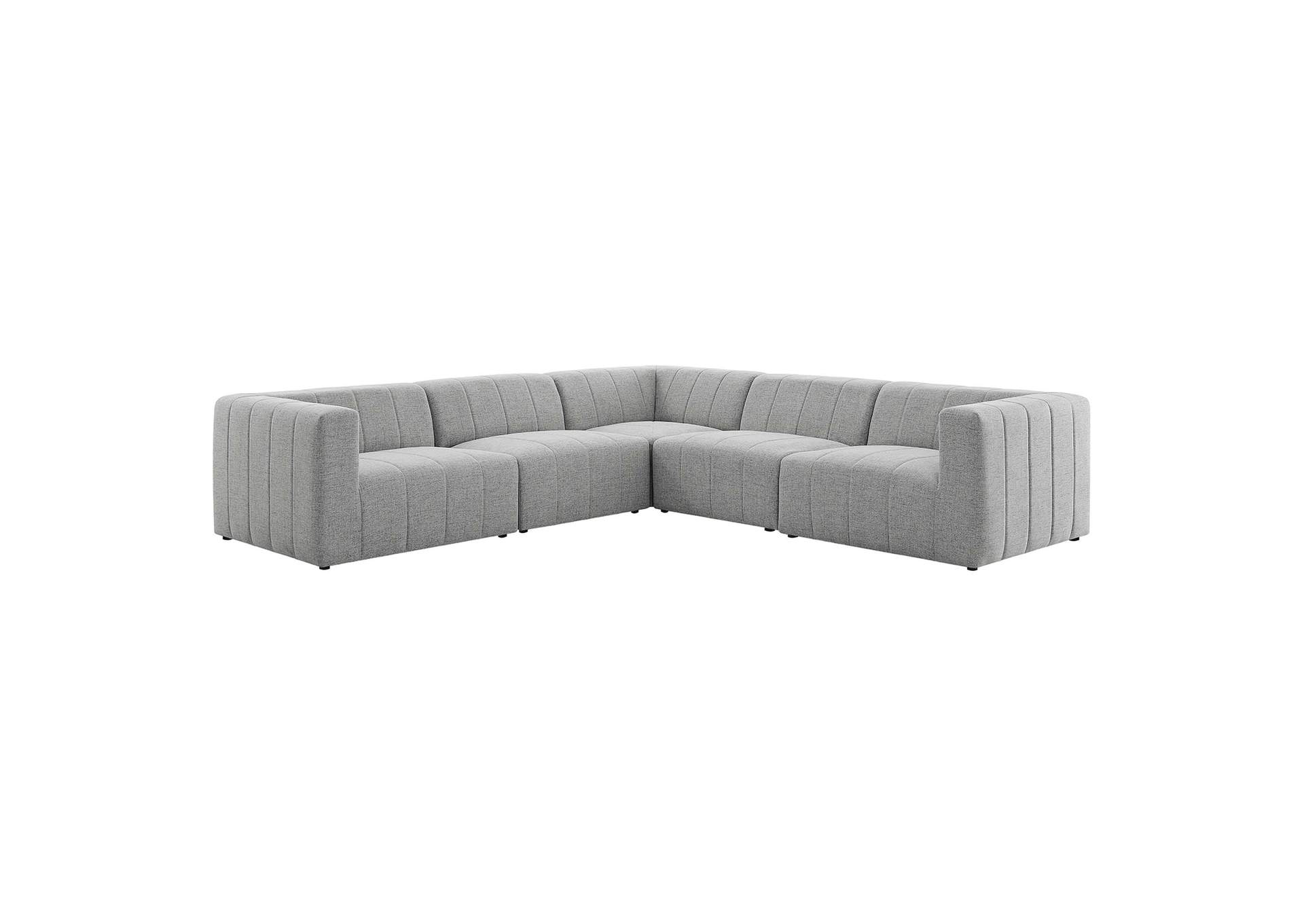 Light Gray Bartlett Upholstered Fabric 5-Piece Sectional Sofa,Modway
