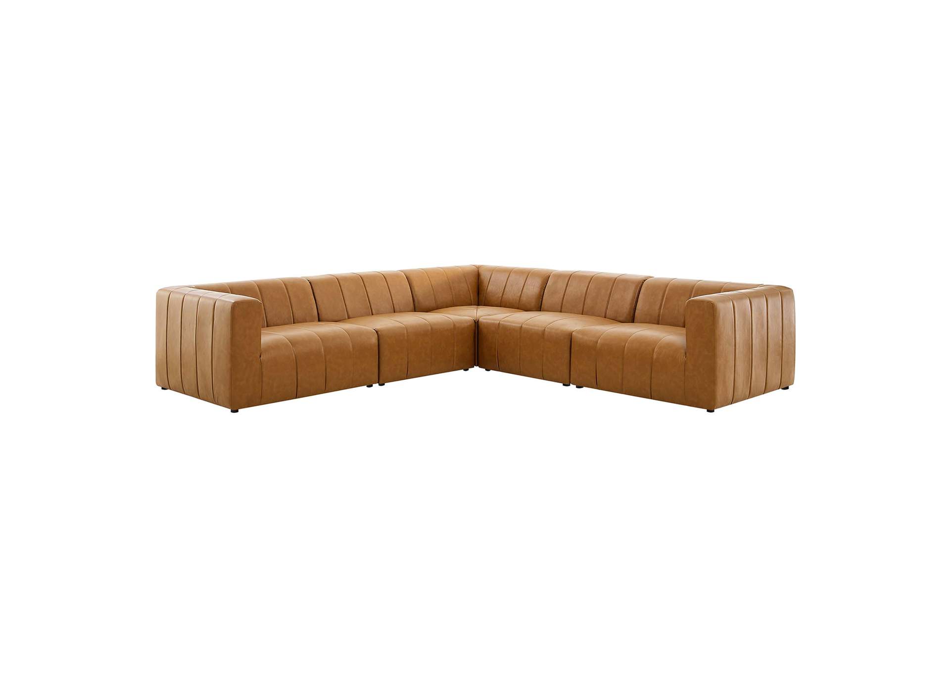 Tan Bartlett Vegan Leather 5-Piece Sectional Sofa,Modway
