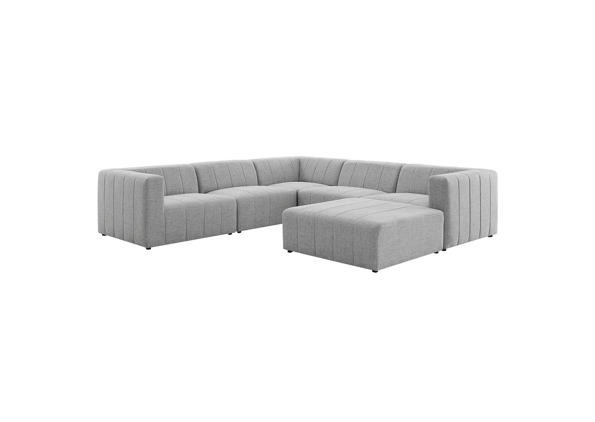 Light Gray Bartlett Upholstered Fabric 6-Piece Sectional Sofa,Modway