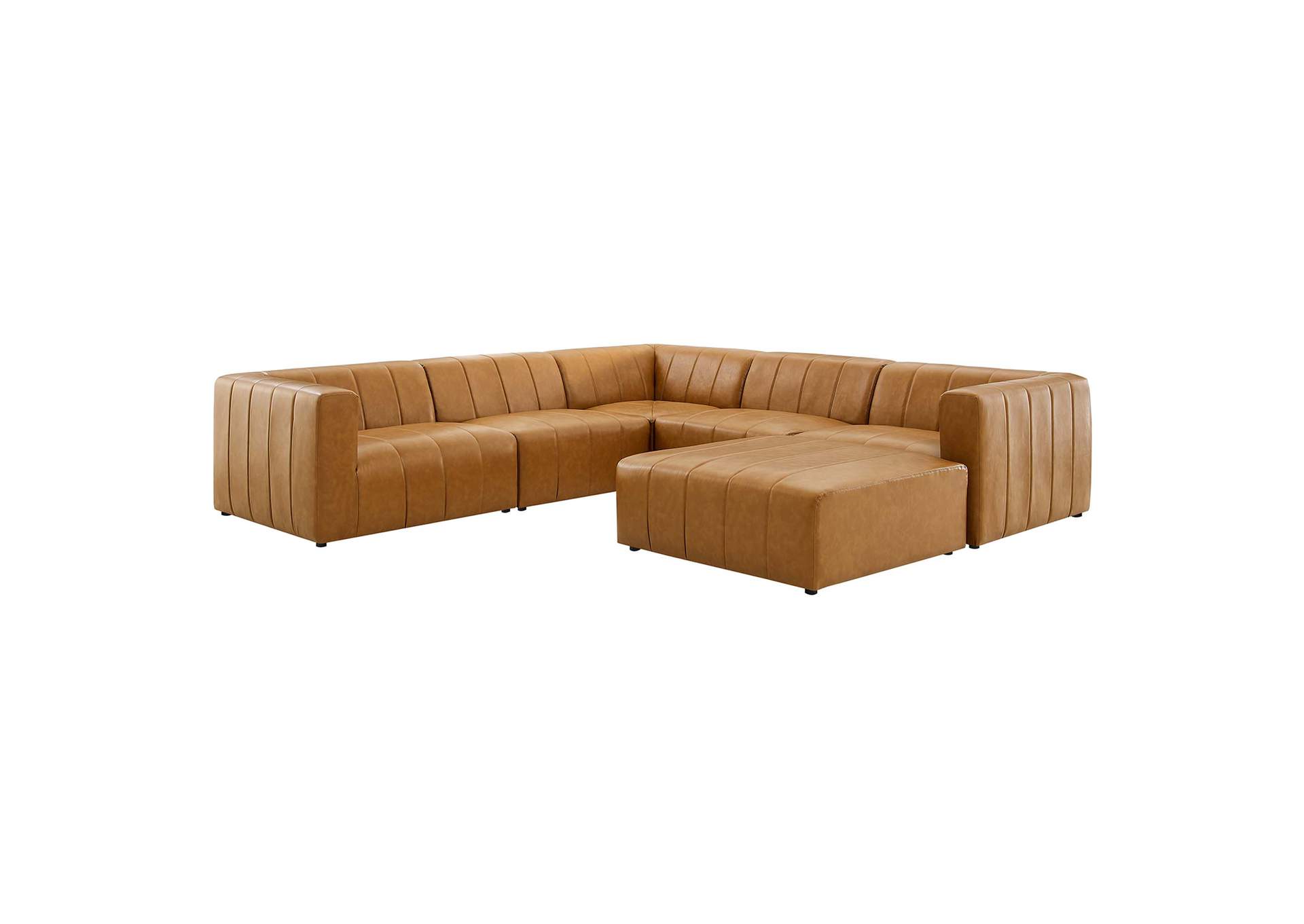 Tan Bartlett Vegan Leather 6-Piece Sectional Sofa,Modway