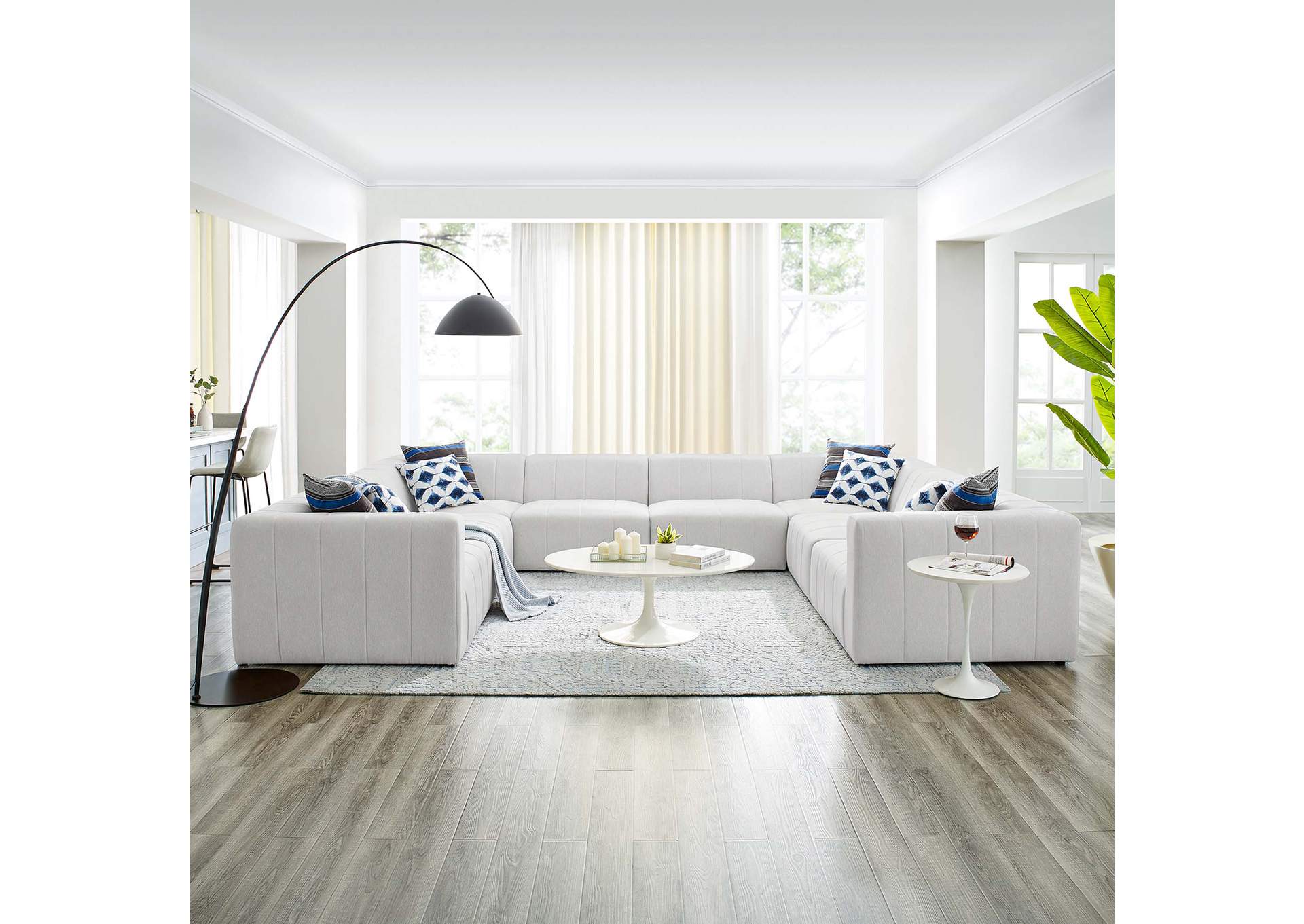 Ivory Bartlett Upholstered Fabric 8-Piece Sectional Sofa,Modway