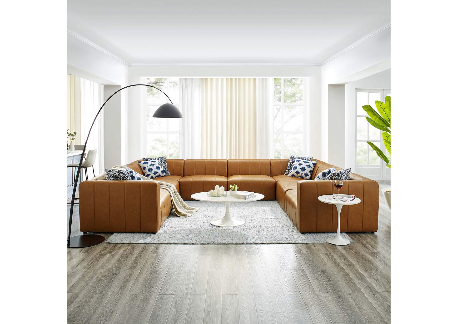 Tan Bartlett Vegan Leather 8-Piece Sectional Sofa,Modway