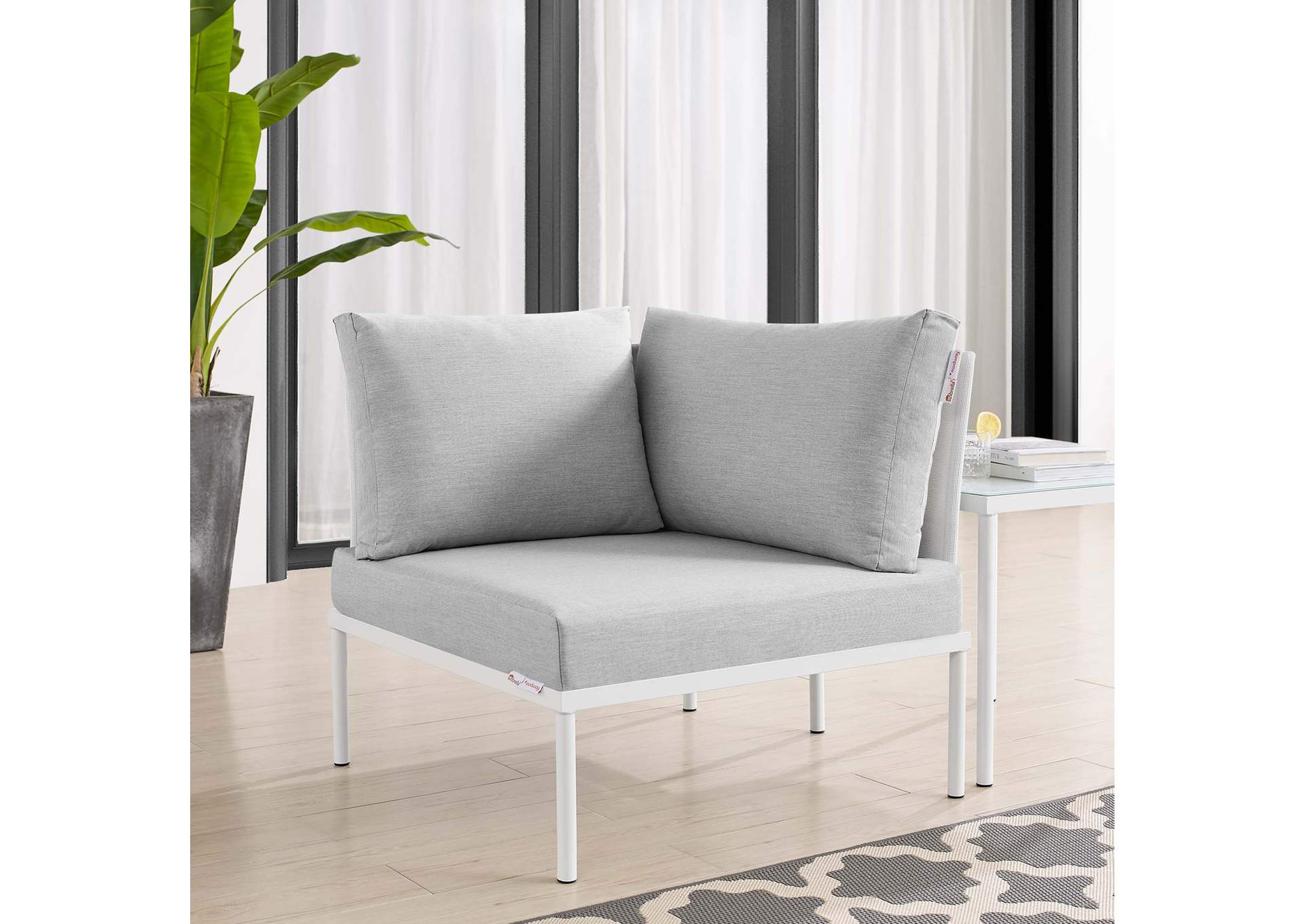 White Gray Harmony Sunbrella,Modway