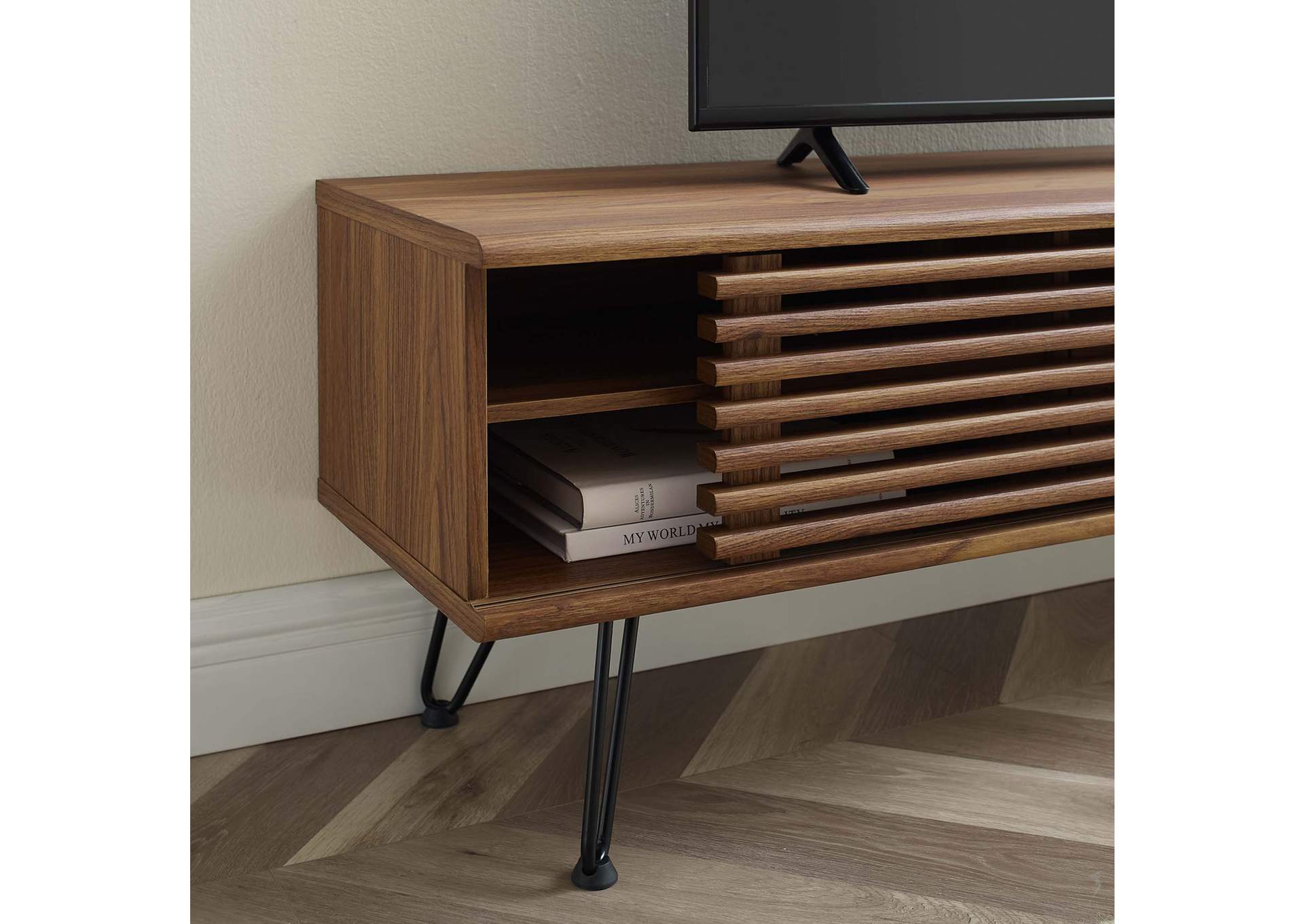 Walnut Render 59" Media Console TV Stand,Modway