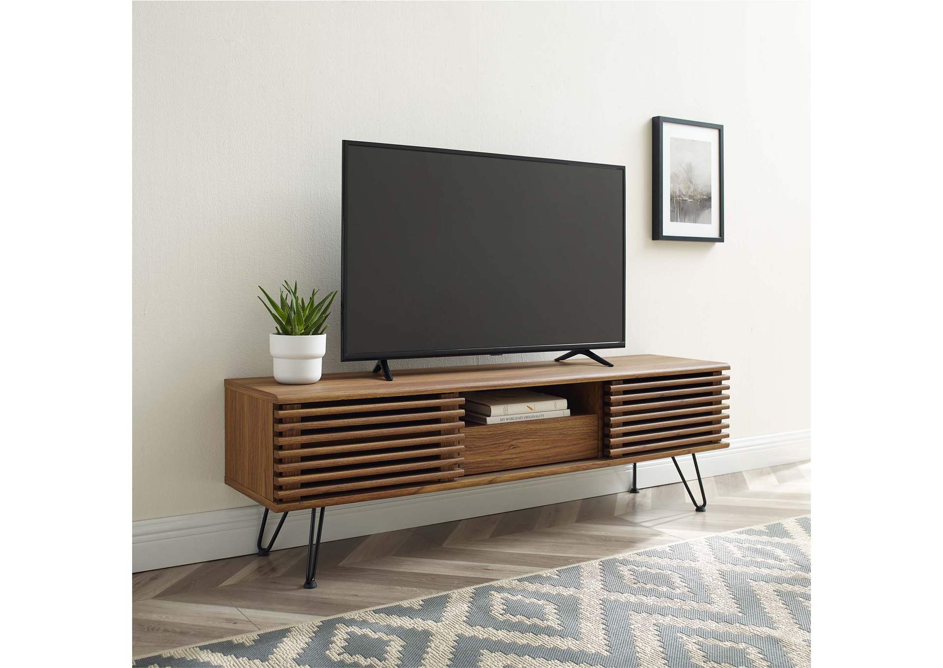 Walnut Render 59" Media Console TV Stand,Modway