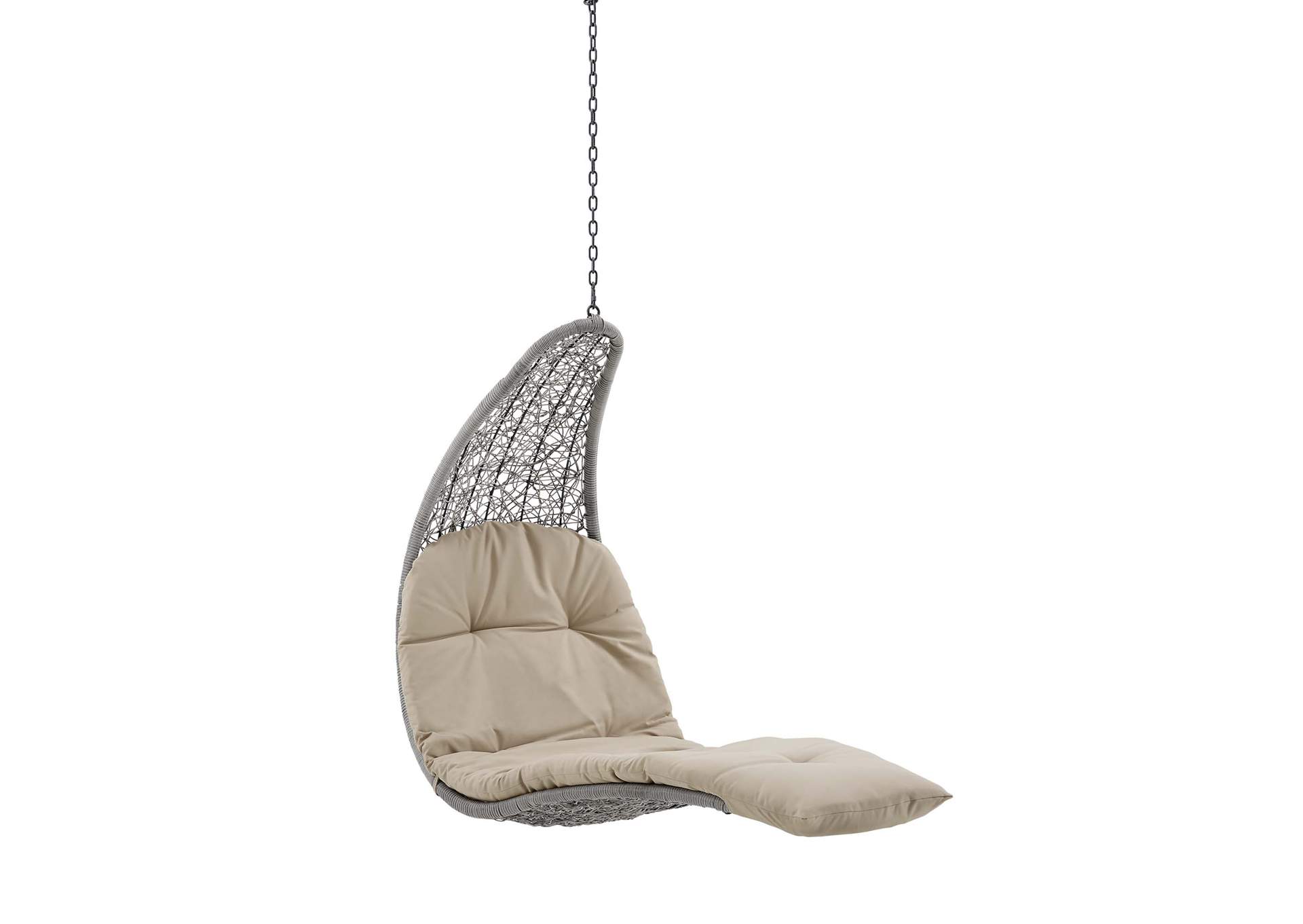 Light Gray Beige Landscape Outdoor Patio Hanging Chaise Lounge Outdoor Patio Swing Chair,Modway