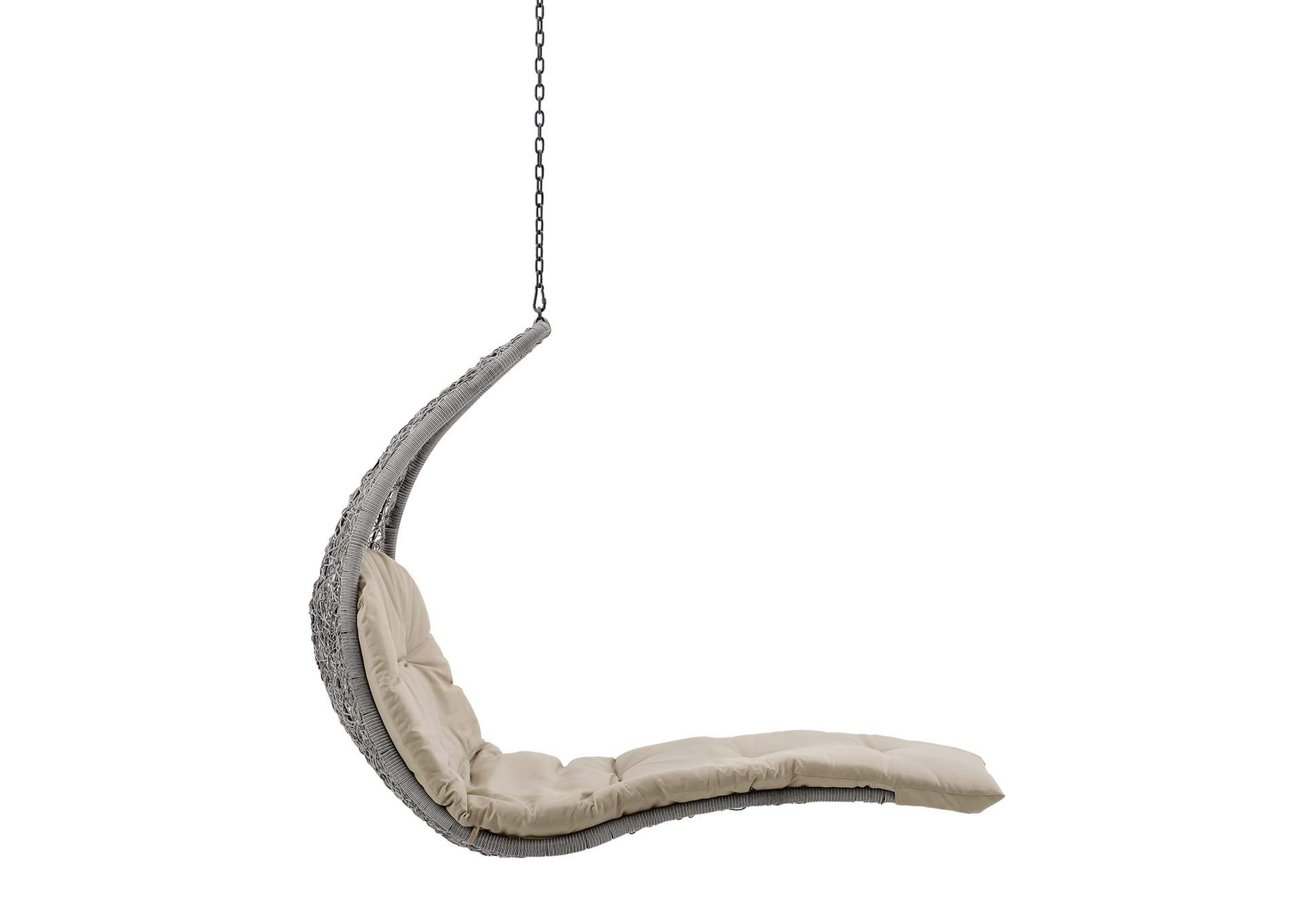 Light Gray Beige Landscape Outdoor Patio Hanging Chaise Lounge Outdoor Patio Swing Chair,Modway