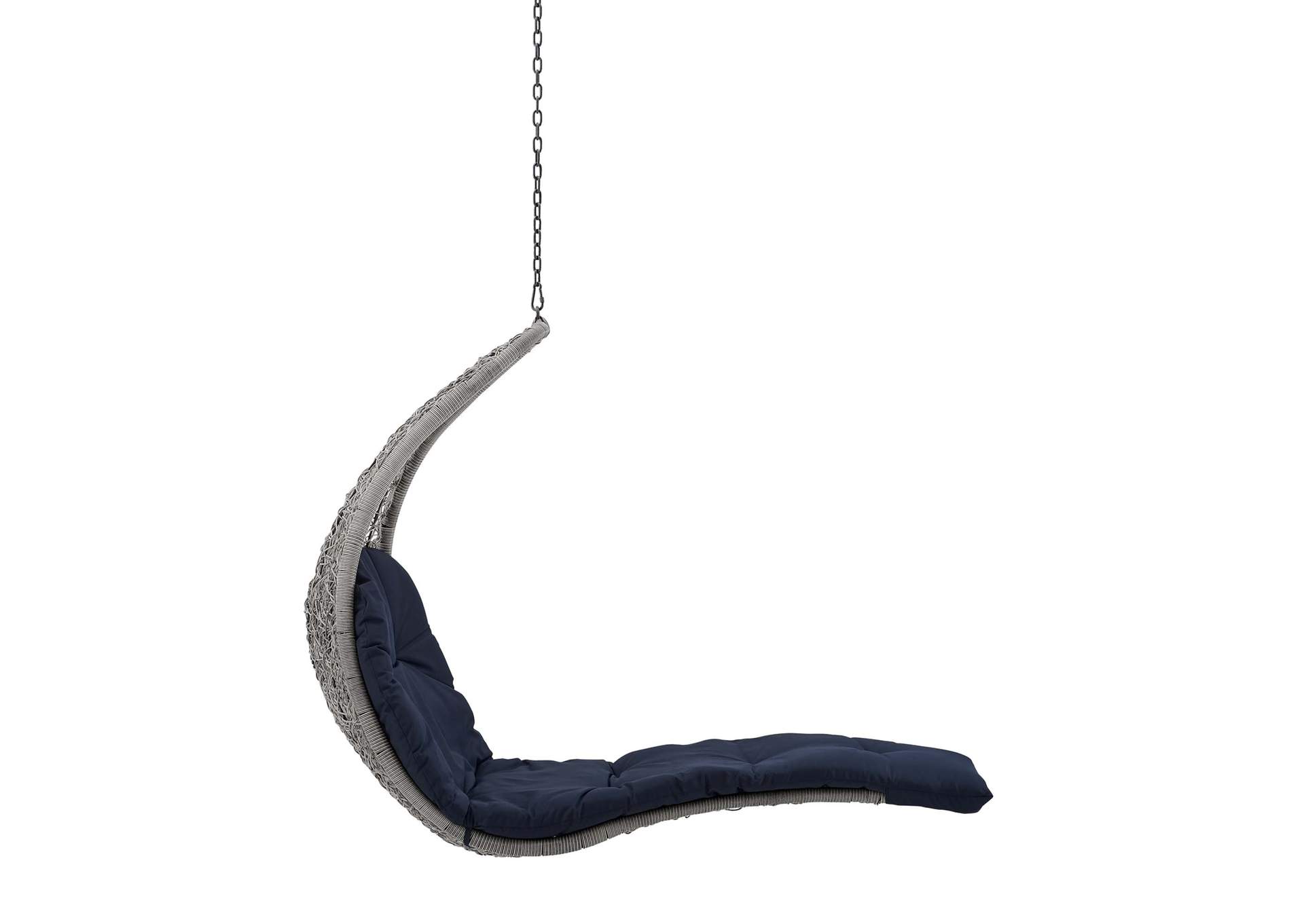 Light Gray Navy Landscape Outdoor Patio Hanging Chaise Lounge Outdoor Patio Swing Chair,Modway