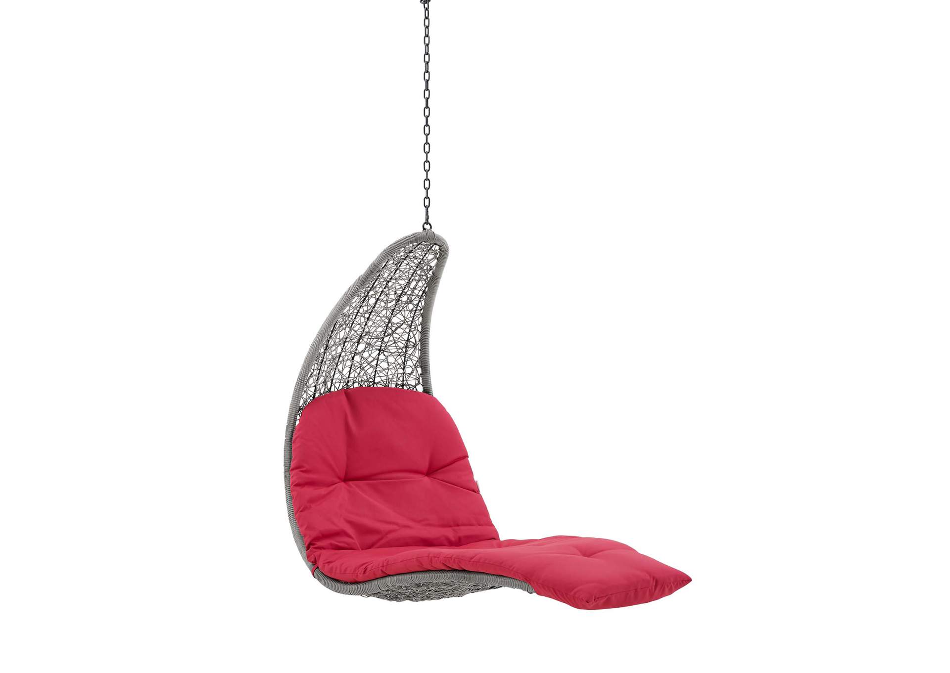 Light Gray Red Landscape Outdoor Patio Hanging Chaise Lounge Outdoor Patio Swing Chair,Modway
