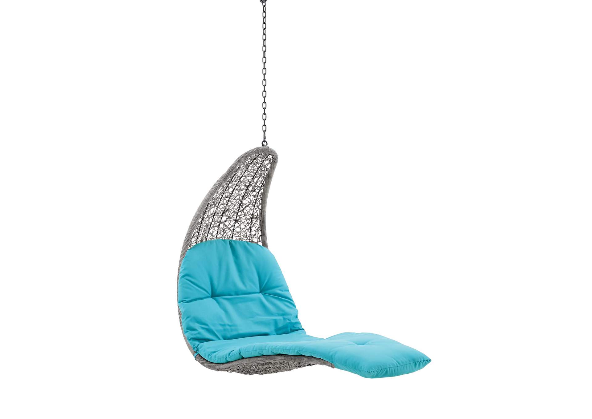 Light Gray Turquoise Landscape Outdoor Patio Hanging Chaise Lounge Outdoor Patio Swing Chair,Modway