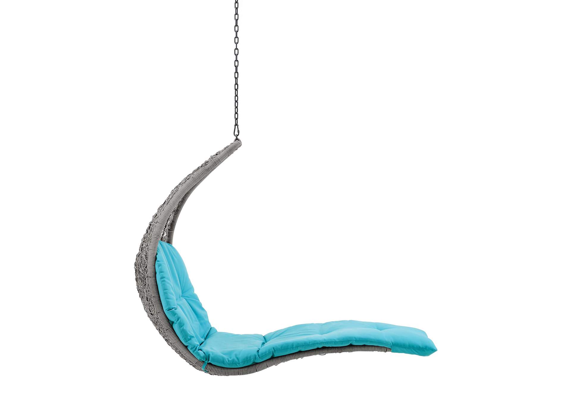 Light Gray Turquoise Landscape Outdoor Patio Hanging Chaise Lounge Outdoor Patio Swing Chair,Modway