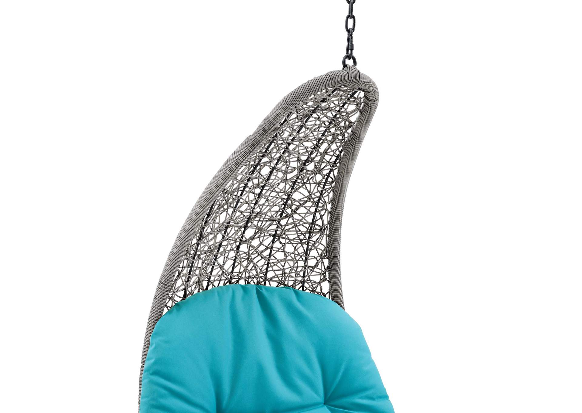 Light Gray Turquoise Landscape Outdoor Patio Hanging Chaise Lounge Outdoor Patio Swing Chair,Modway