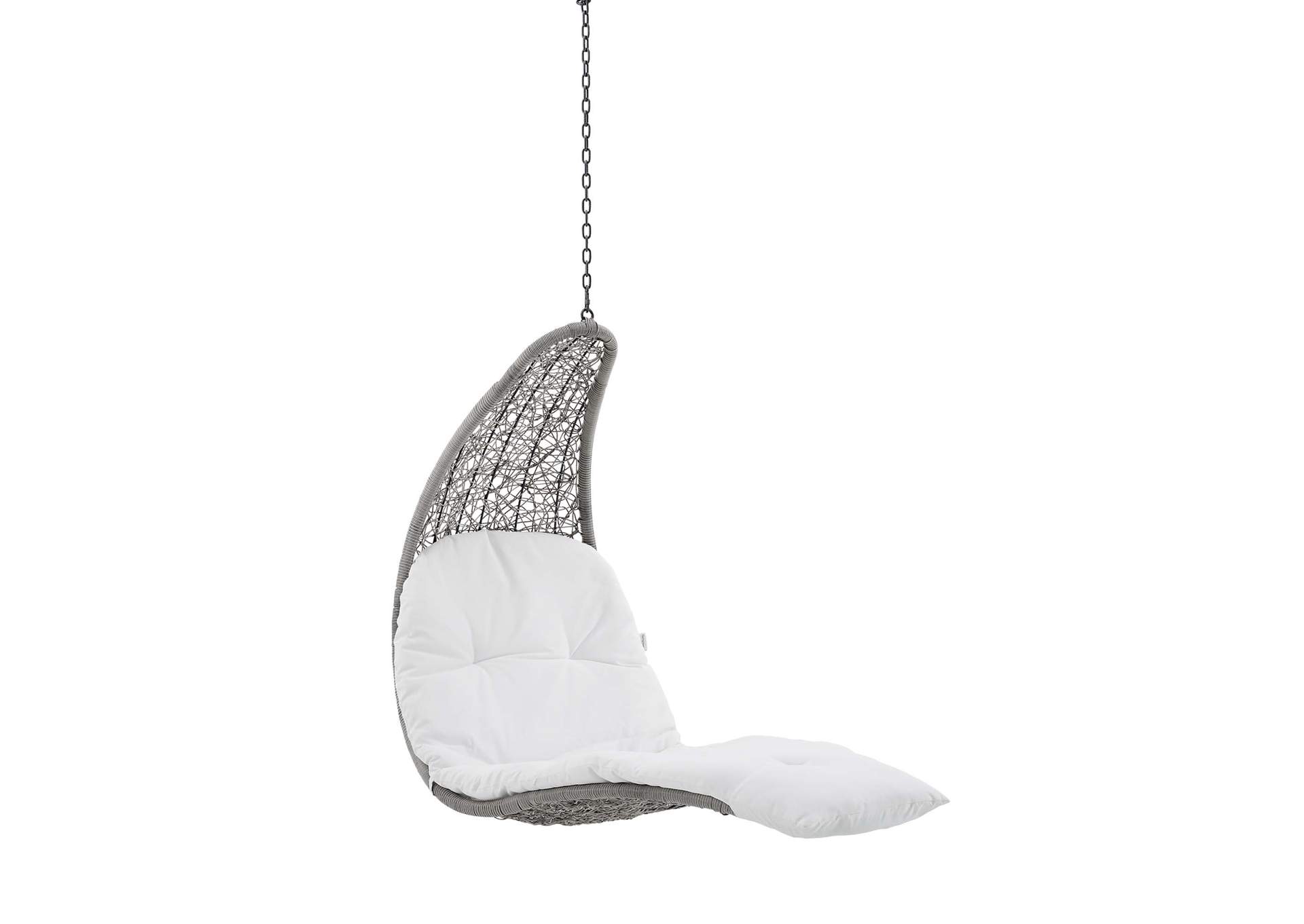 Light Gray White Landscape Outdoor Patio Hanging Chaise Lounge Outdoor Patio Swing Chair,Modway