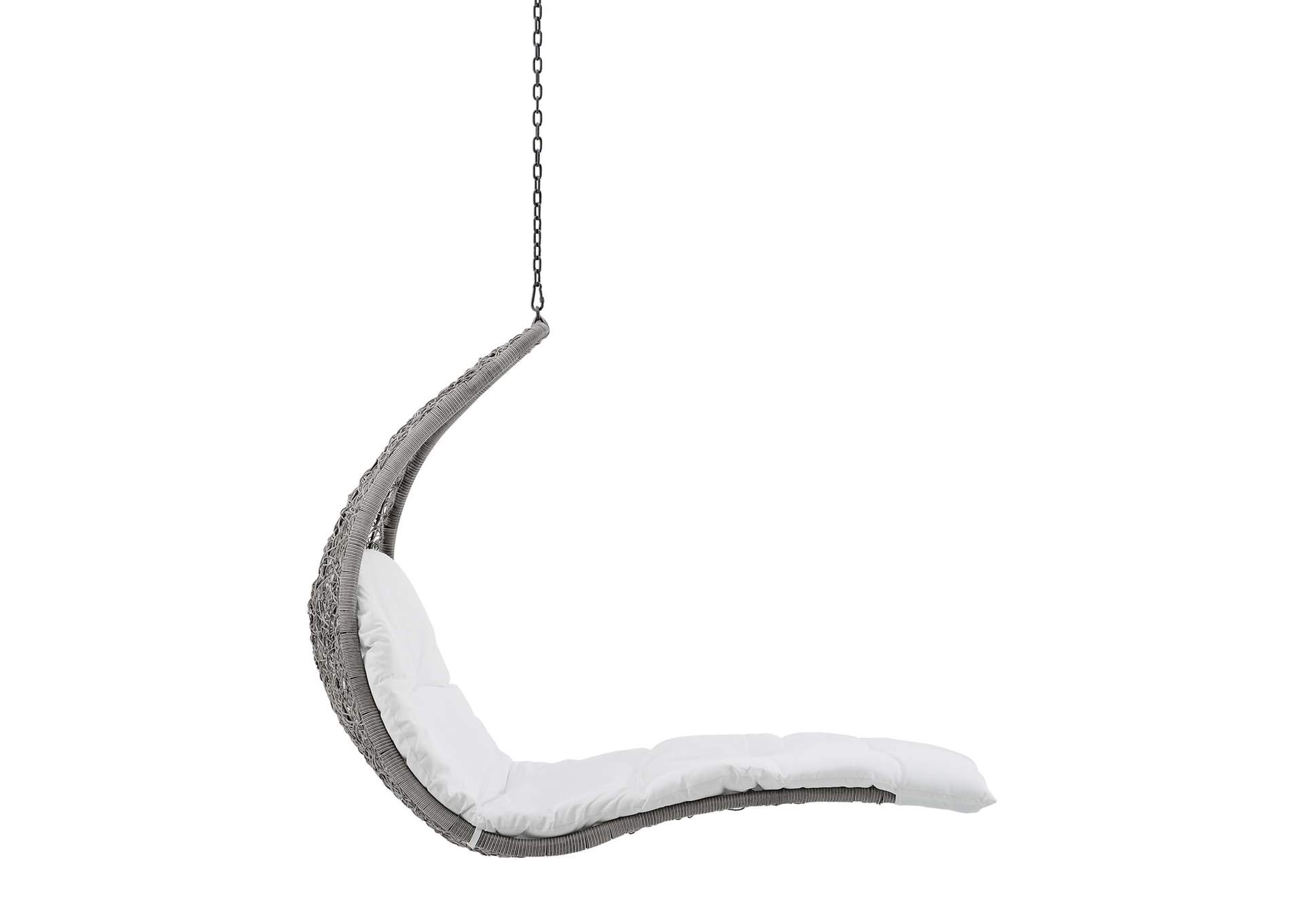 Light Gray White Landscape Outdoor Patio Hanging Chaise Lounge Outdoor Patio Swing Chair,Modway