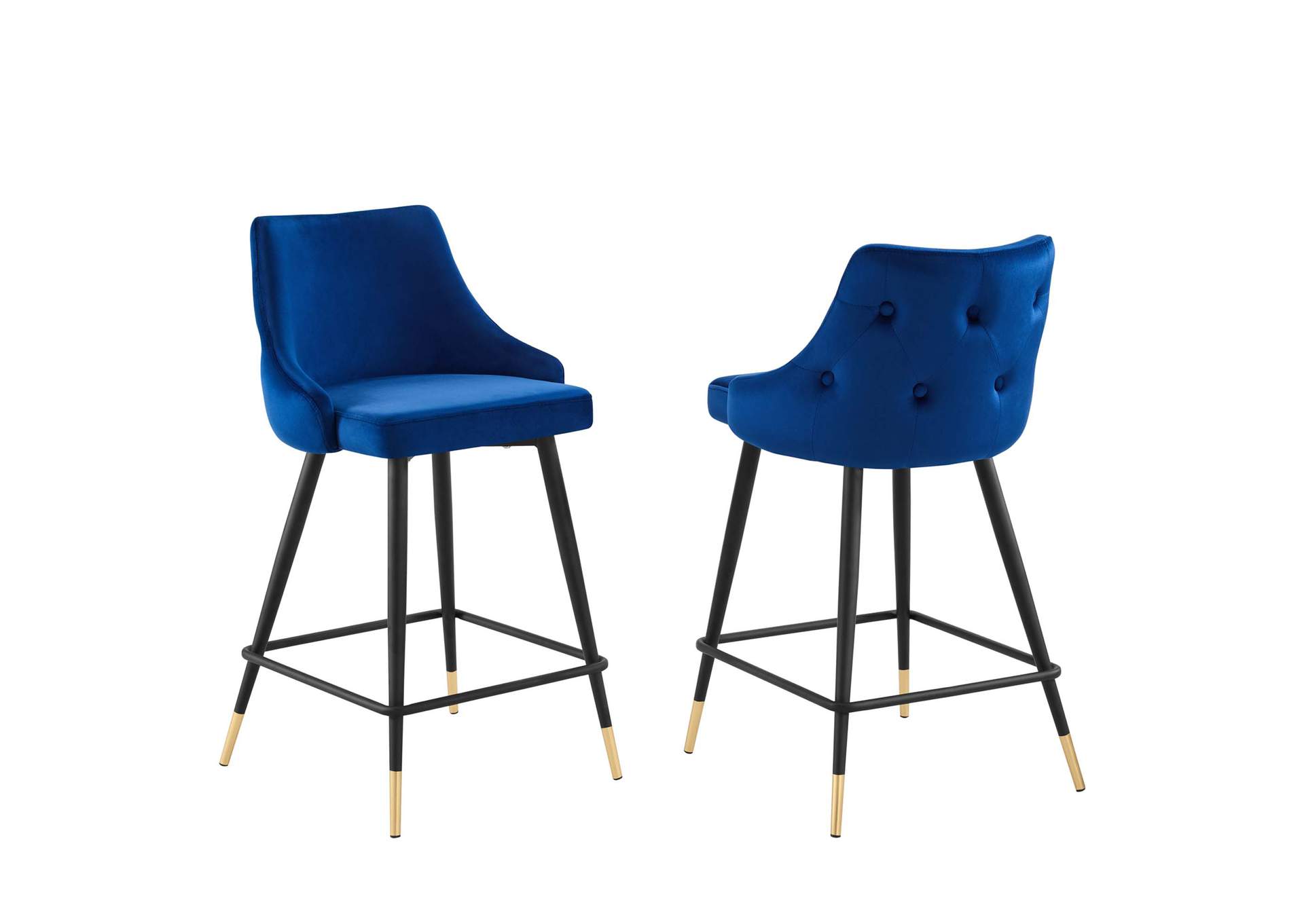 Navy Adorn Performance Velvet Counter Stool [Set of 2],Modway