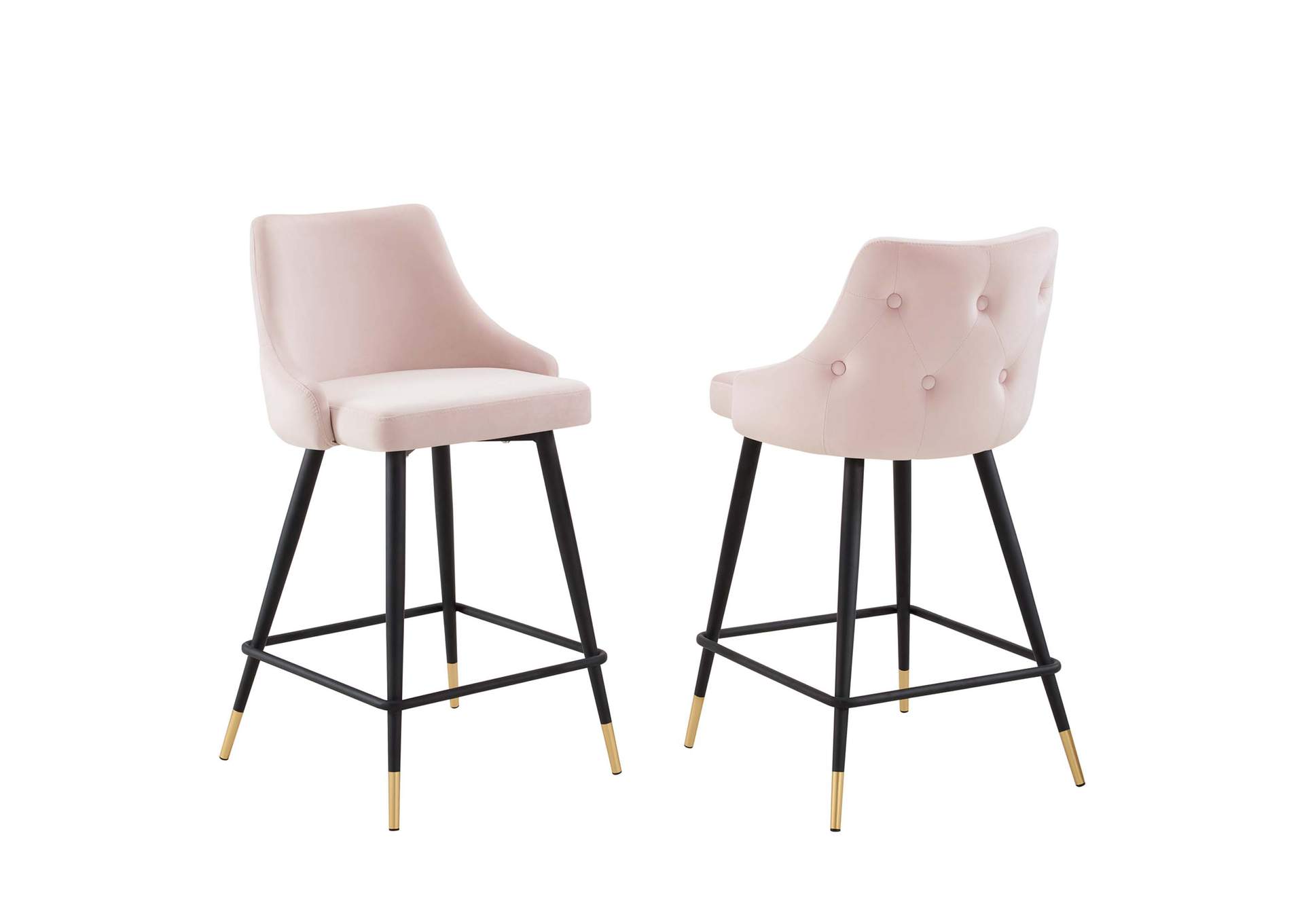 Pink Adorn Performance Velvet Counter Stool [Set of 2],Modway