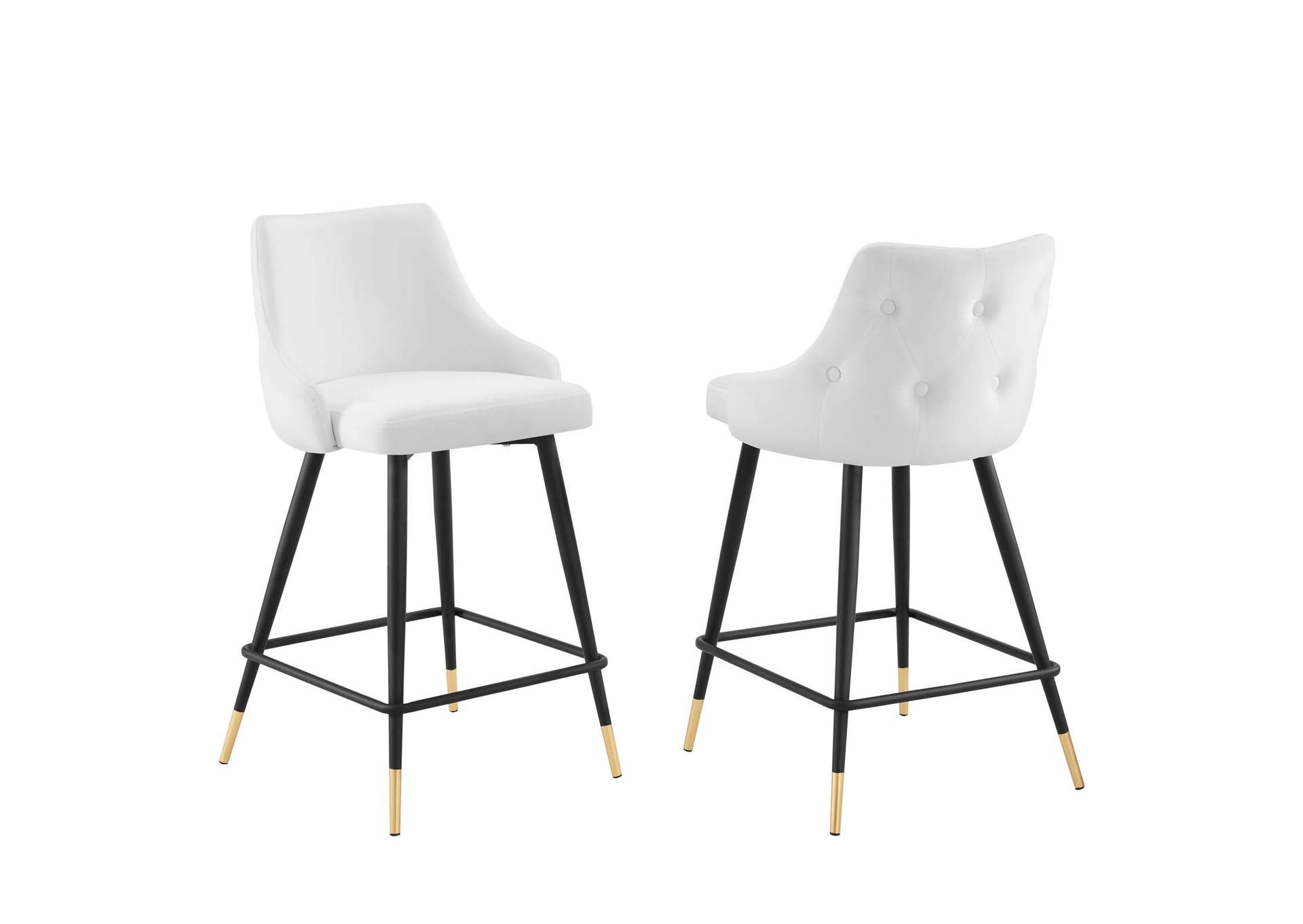 White Adorn Performance Velvet Counter Stool [Set of 2],Modway