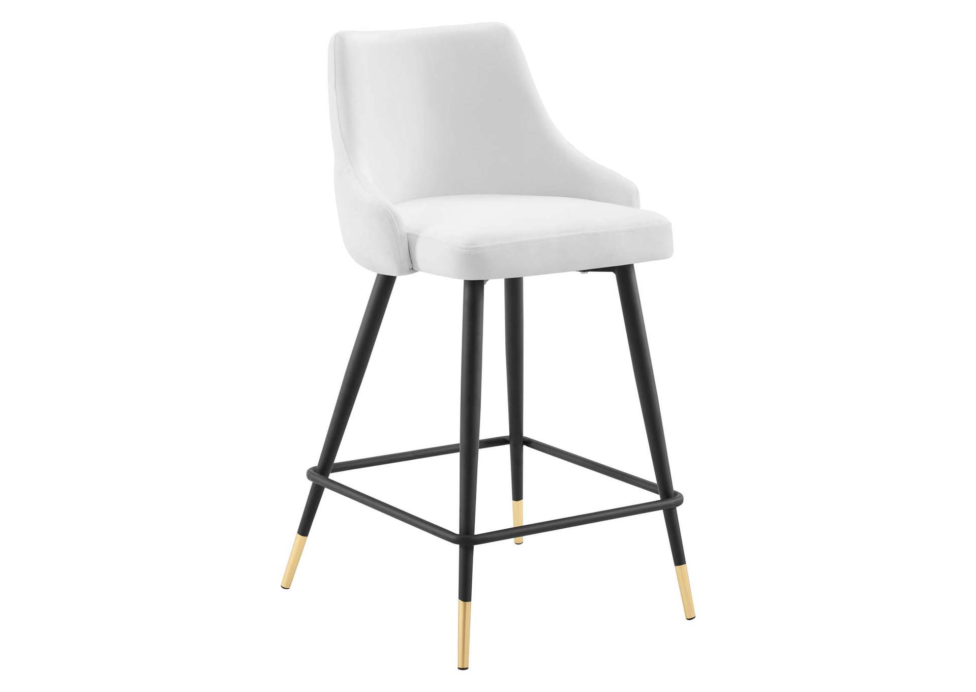 White Adorn Performance Velvet Counter Stool [Set of 2],Modway