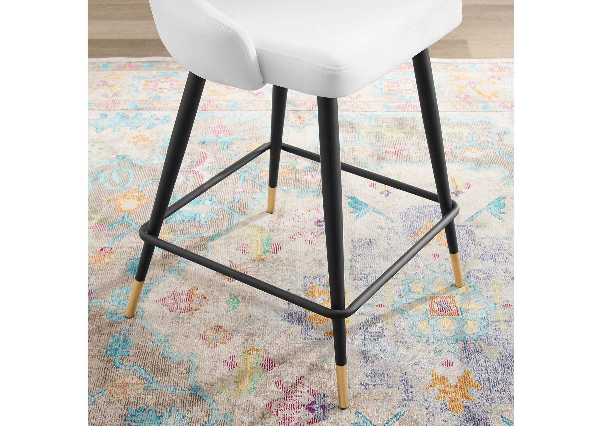 White Adorn Performance Velvet Counter Stool [Set of 2],Modway