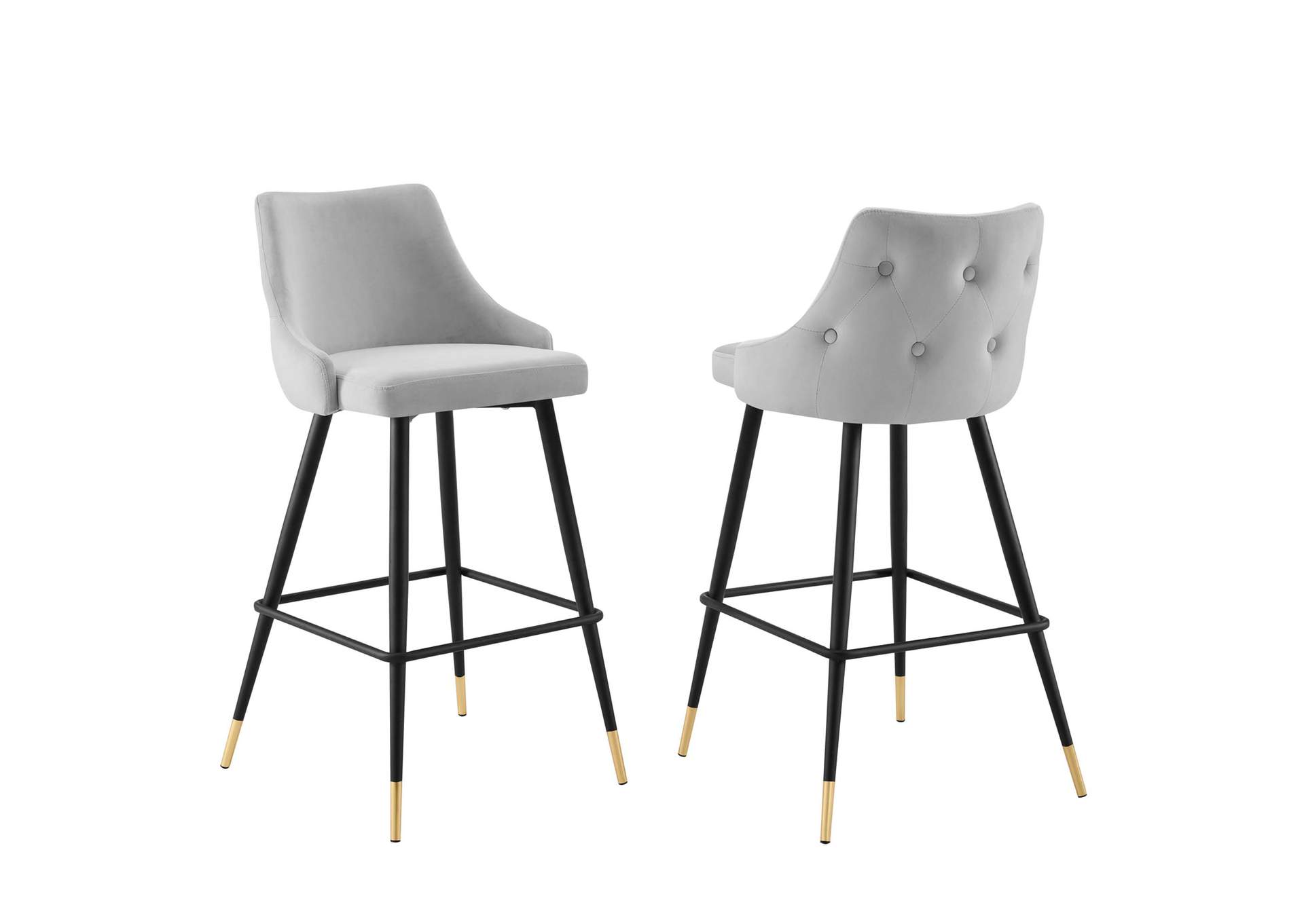 Light Gray Adorn Performance Velvet Bar Stool [Set of 2],Modway