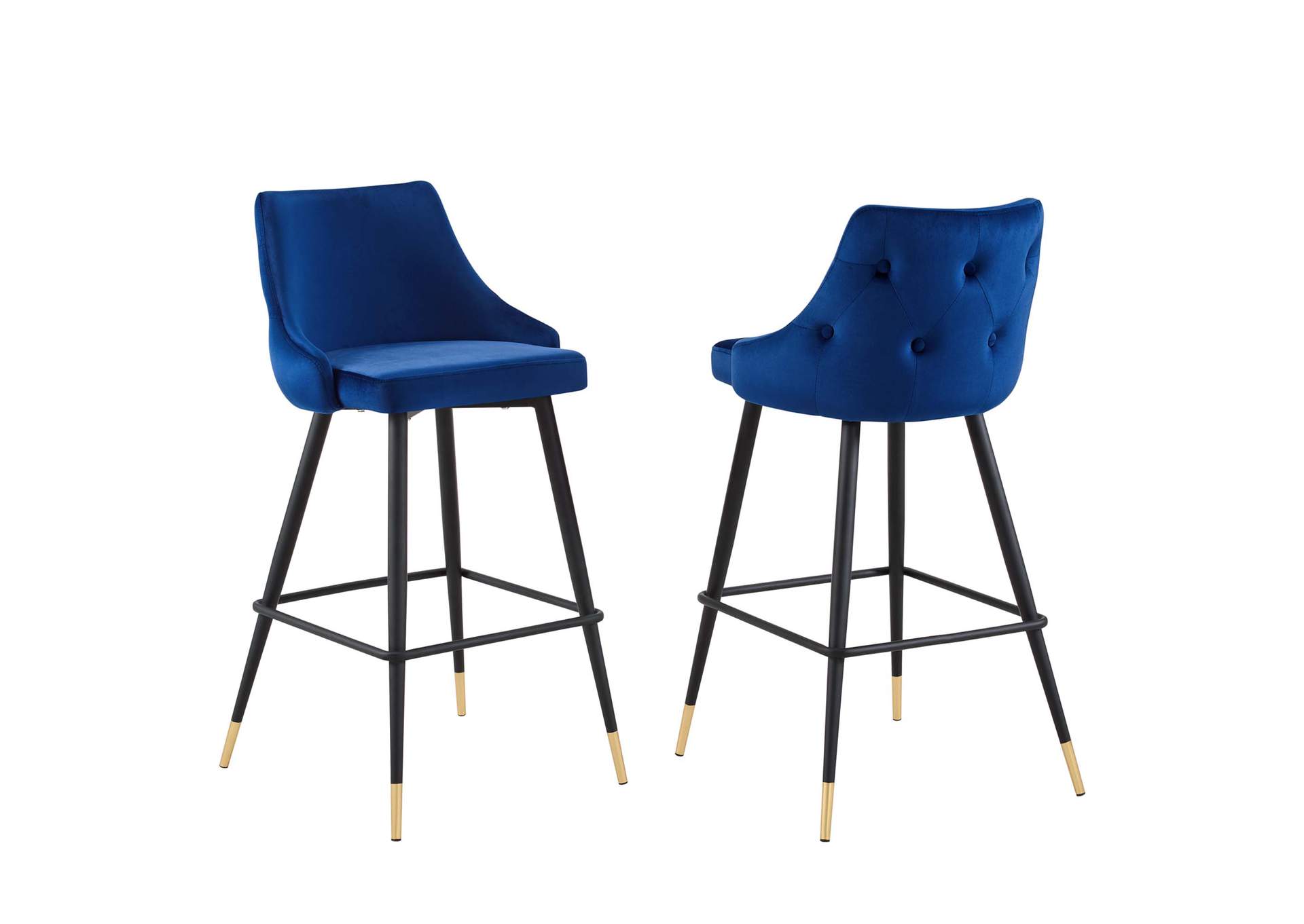 Navy Adorn Performance Velvet Bar Stool [Set of 2],Modway