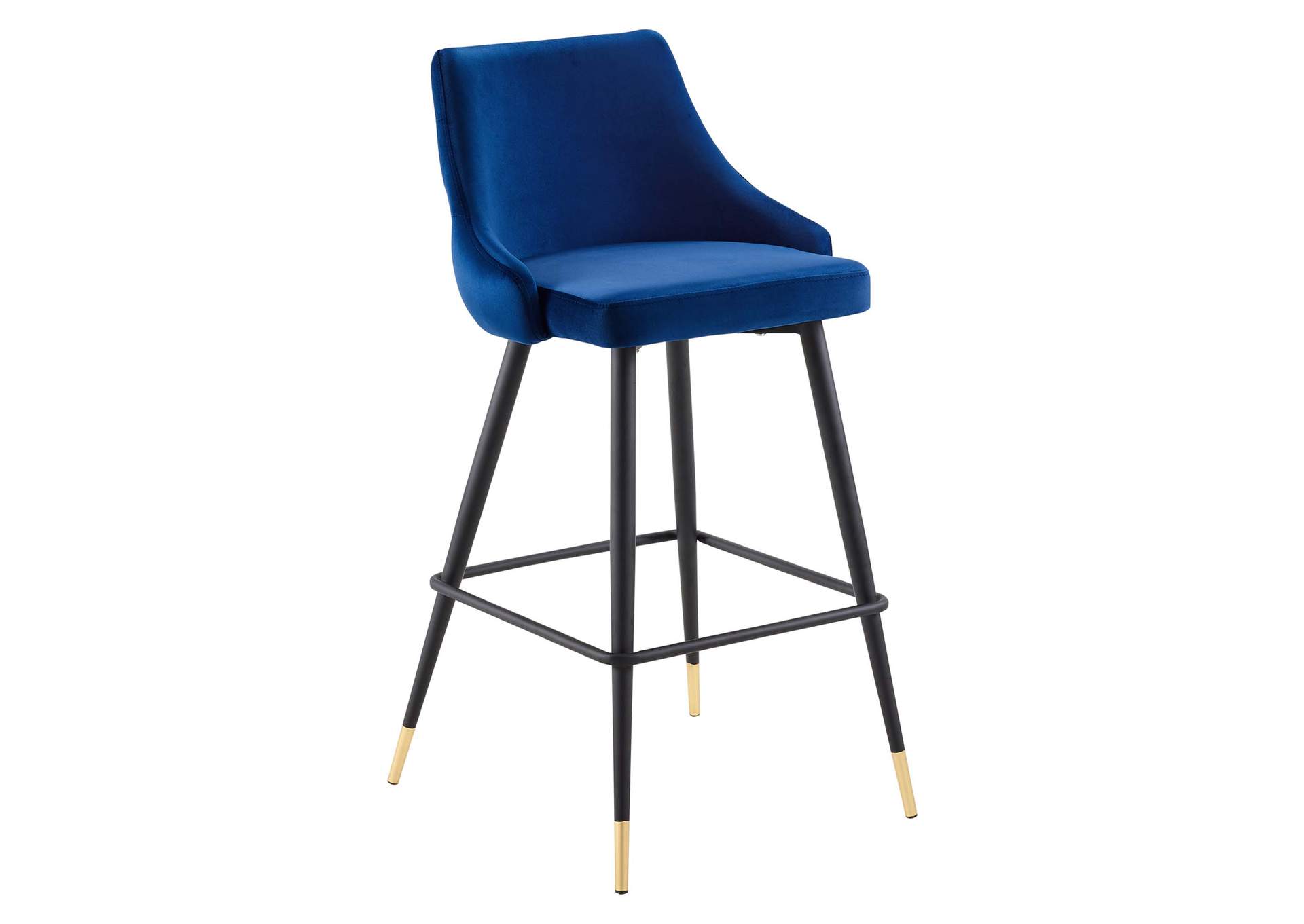 Navy Adorn Performance Velvet Bar Stool [Set of 2],Modway